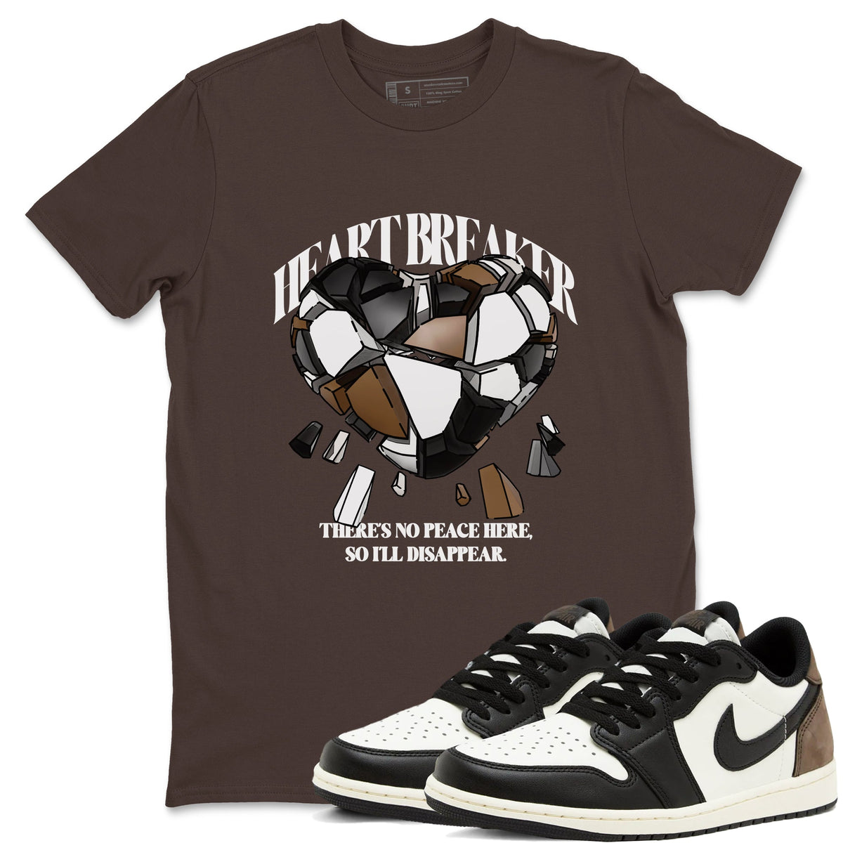 1s Low OG Mocha shirts to match jordans Heart Breaker sneaker match tees Air Jordan 1 Mocha match shoes to clothes Drip Gear Zone unisex cotton Dark Chocolate 1 shirts