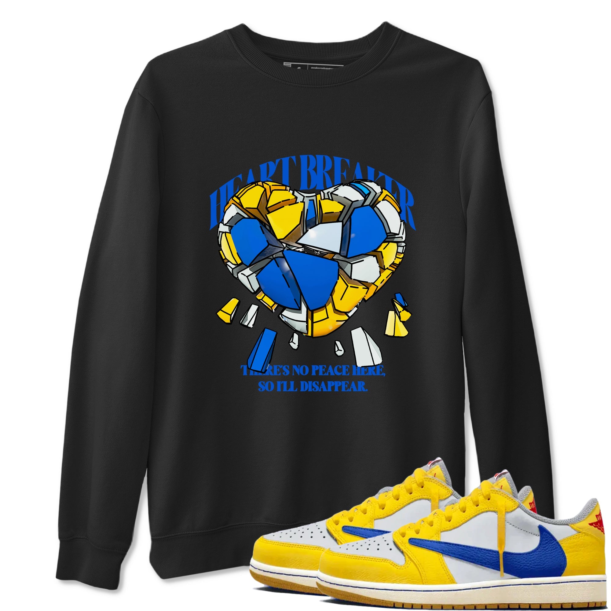 1s Travis Scott Canary shirt to match jordans Heart Breaker sneaker tees Air Jordan 1 Travis Scott Canary Drip Gear Zone unisex cotton Black 1 crew neck shirt