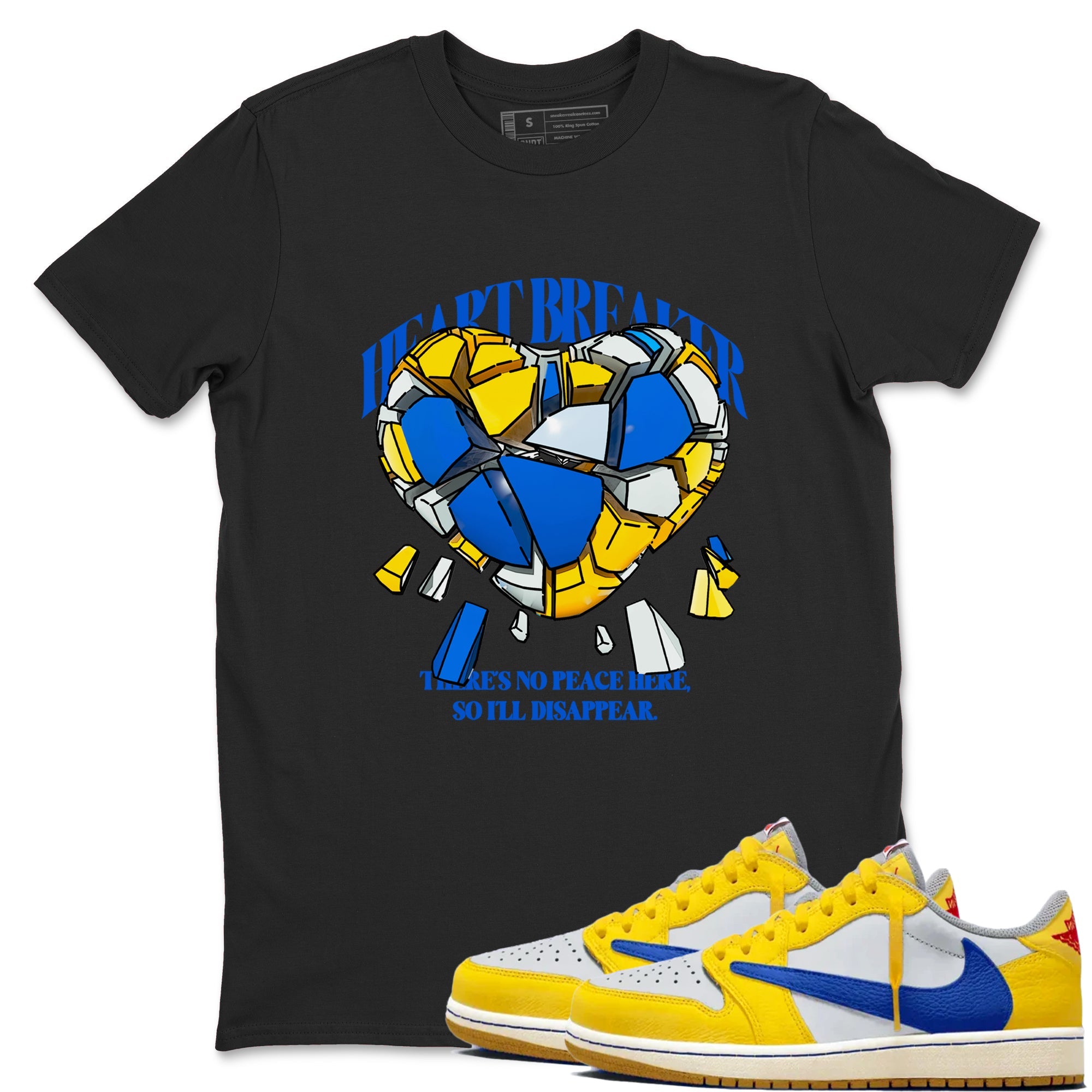 1s Travis Scott Canary shirt to match jordans Heart Breaker sneaker tees Air Jordan 1 Travis Scott Canary Drip Gear Zone unisex cotton Black 1 crew neck shirt