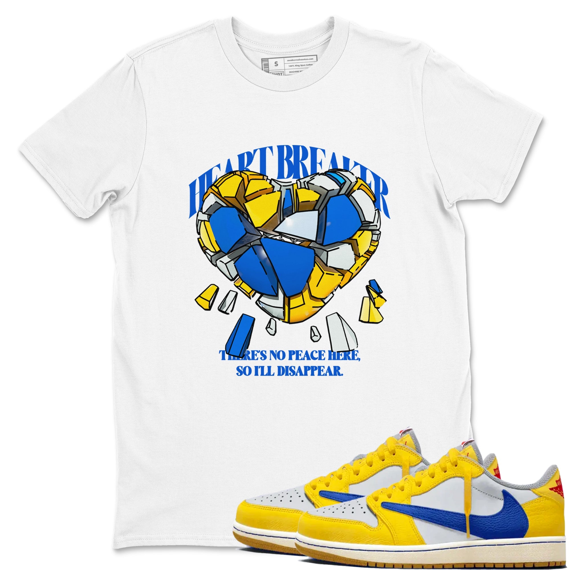 1s Travis Scott Canary shirt to match jordans Heart Breaker sneaker tees Air Jordan 1 Travis Scott Canary Drip Gear Zone unisex cotton White 1 crew neck shirt