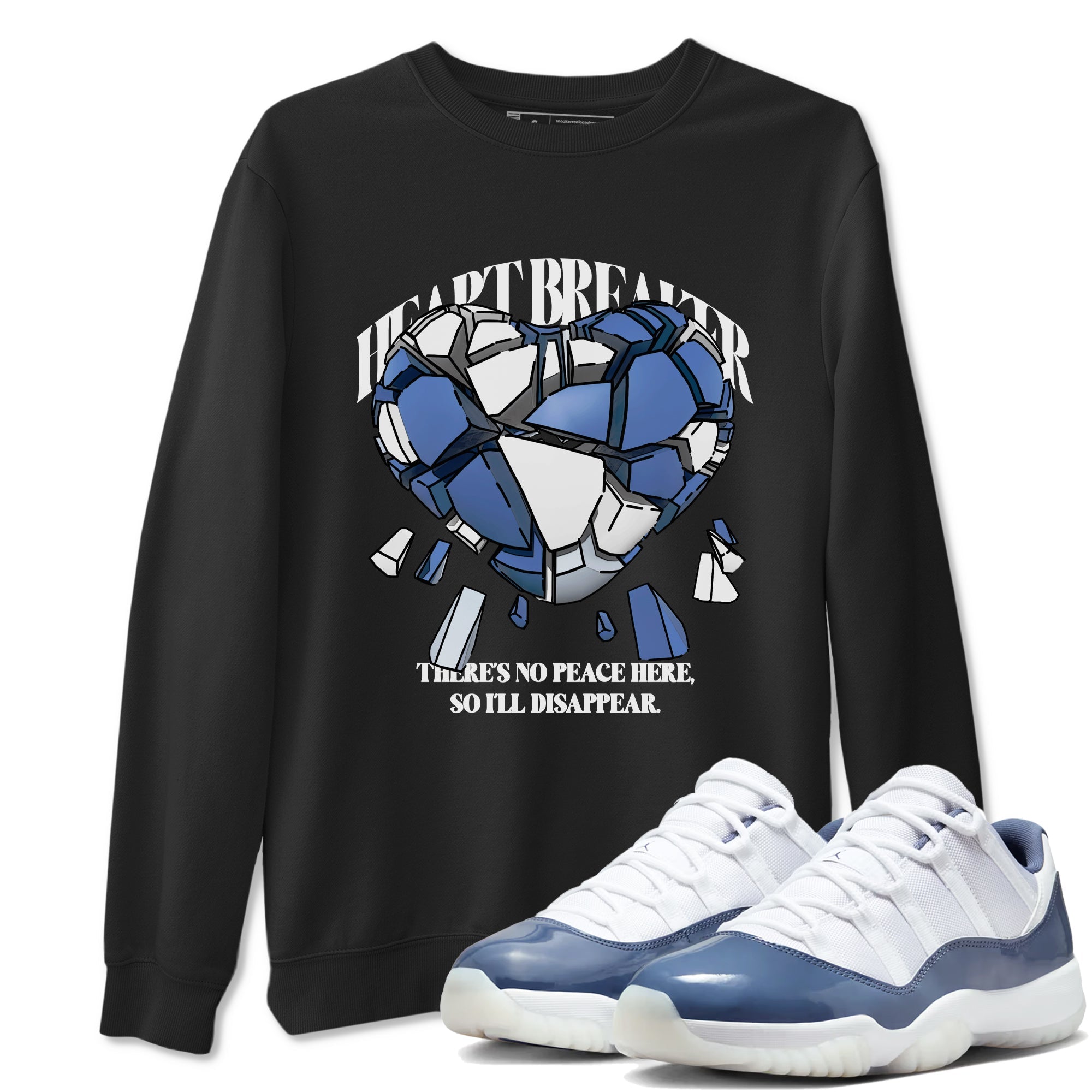11s Diffused Blue Shirts To Match Jordans Heart Breaker sneaker match tees Air Jordan 11 Diffused Blue Tee Drip Gear Zone unisex cotton Black 1 crew neck shirts