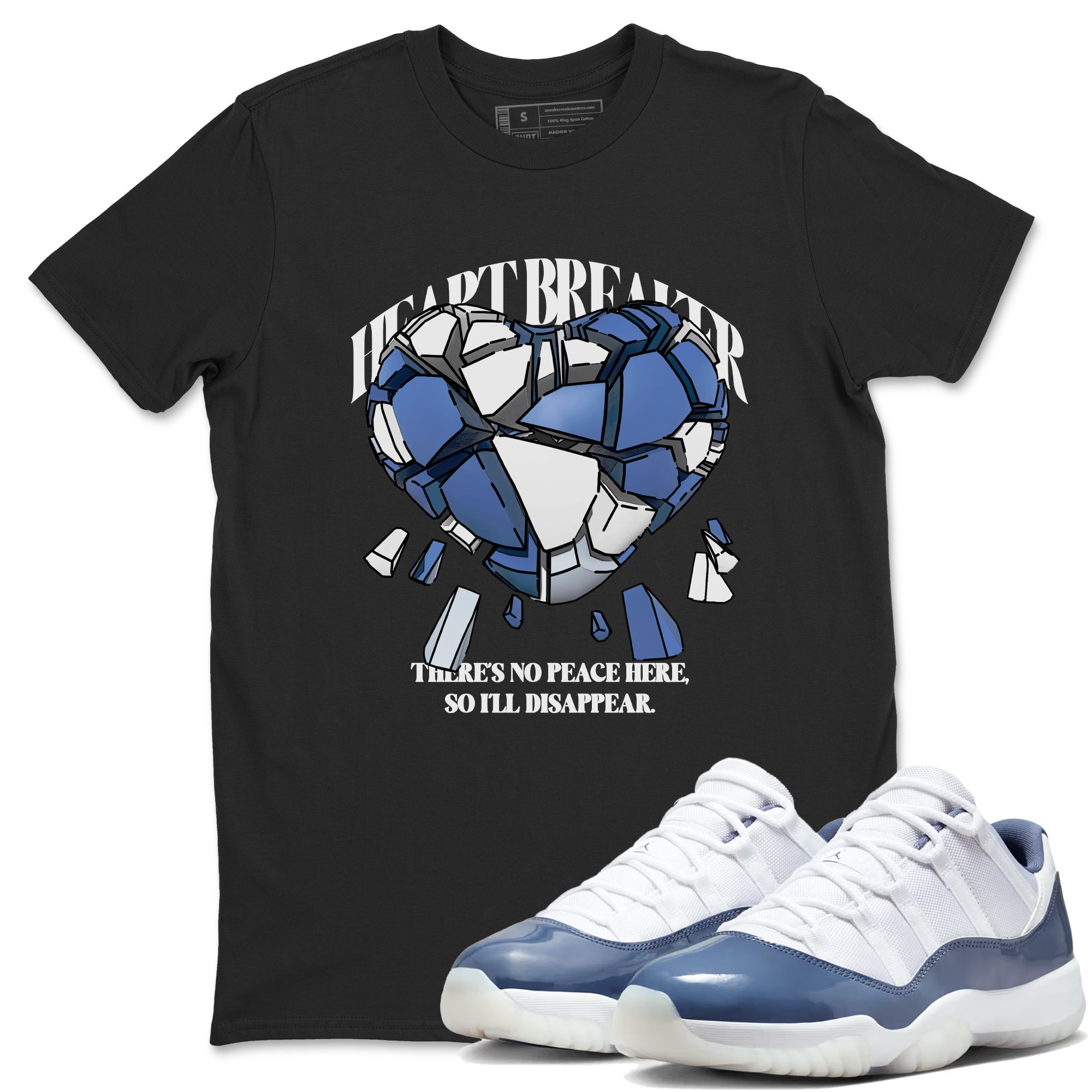 11s Diffused Blue Shirts To Match Jordans Heart Breaker sneaker match tees Air Jordan 11 Diffused Blue Tee Drip Gear Zone unisex cotton Black 1 crew neck shirts