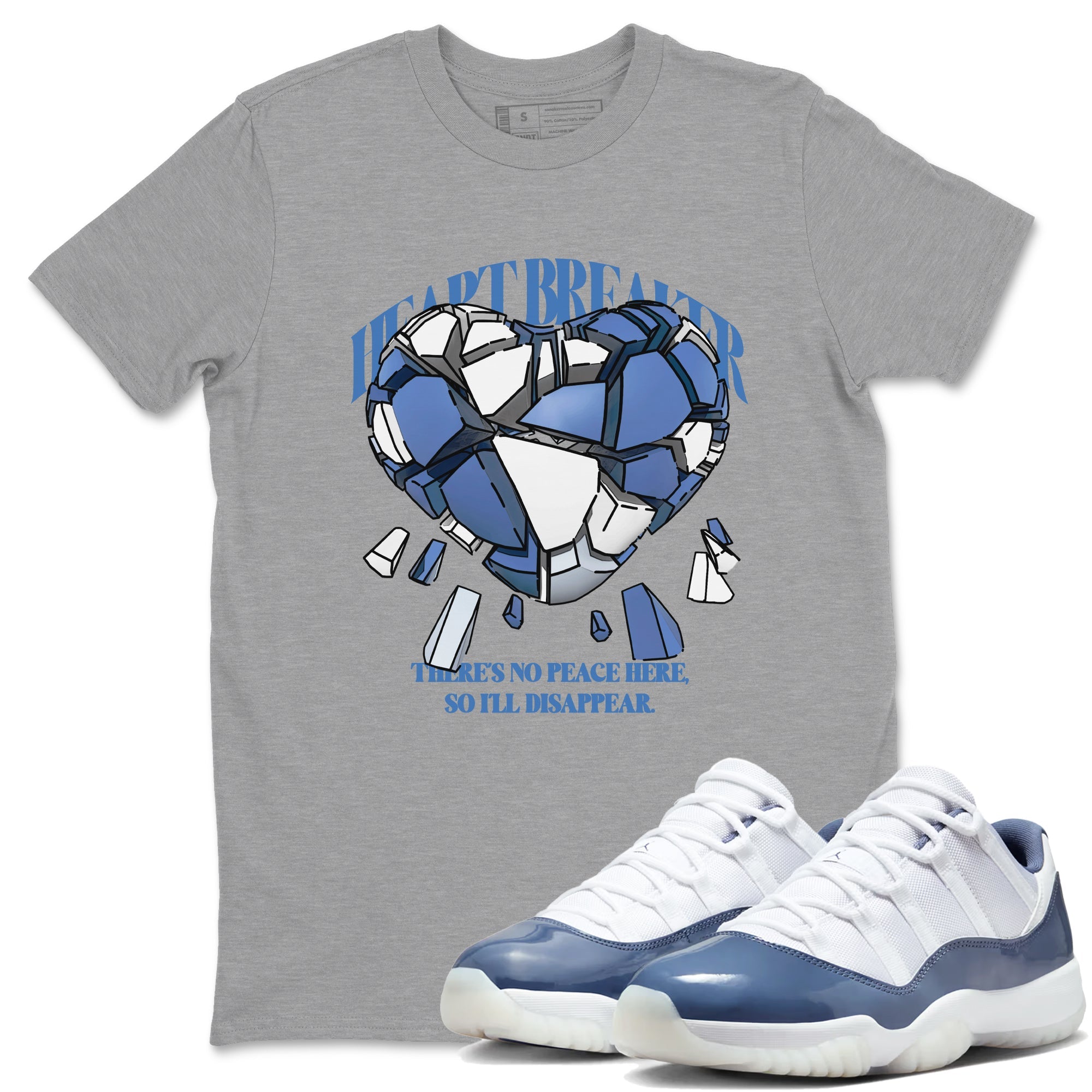 11s Diffused Blue Shirts To Match Jordans Heart Breaker sneaker match tees Air Jordan 11 Diffused Blue Tee Drip Gear Zone unisex cotton Heather Grey 1 crew neck shirts