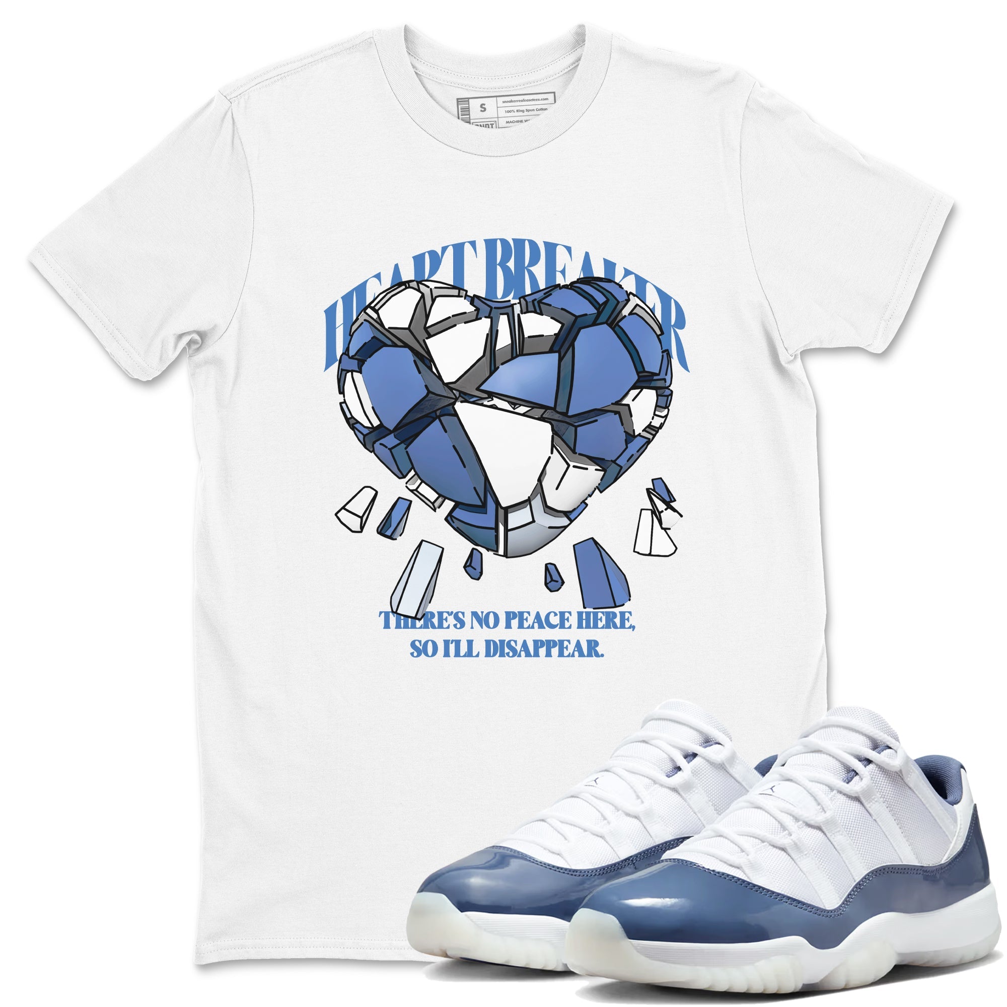 11s Diffused Blue Shirts To Match Jordans Heart Breaker sneaker match tees Air Jordan 11 Diffused Blue Tee Drip Gear Zone unisex cotton White 1 crew neck shirts