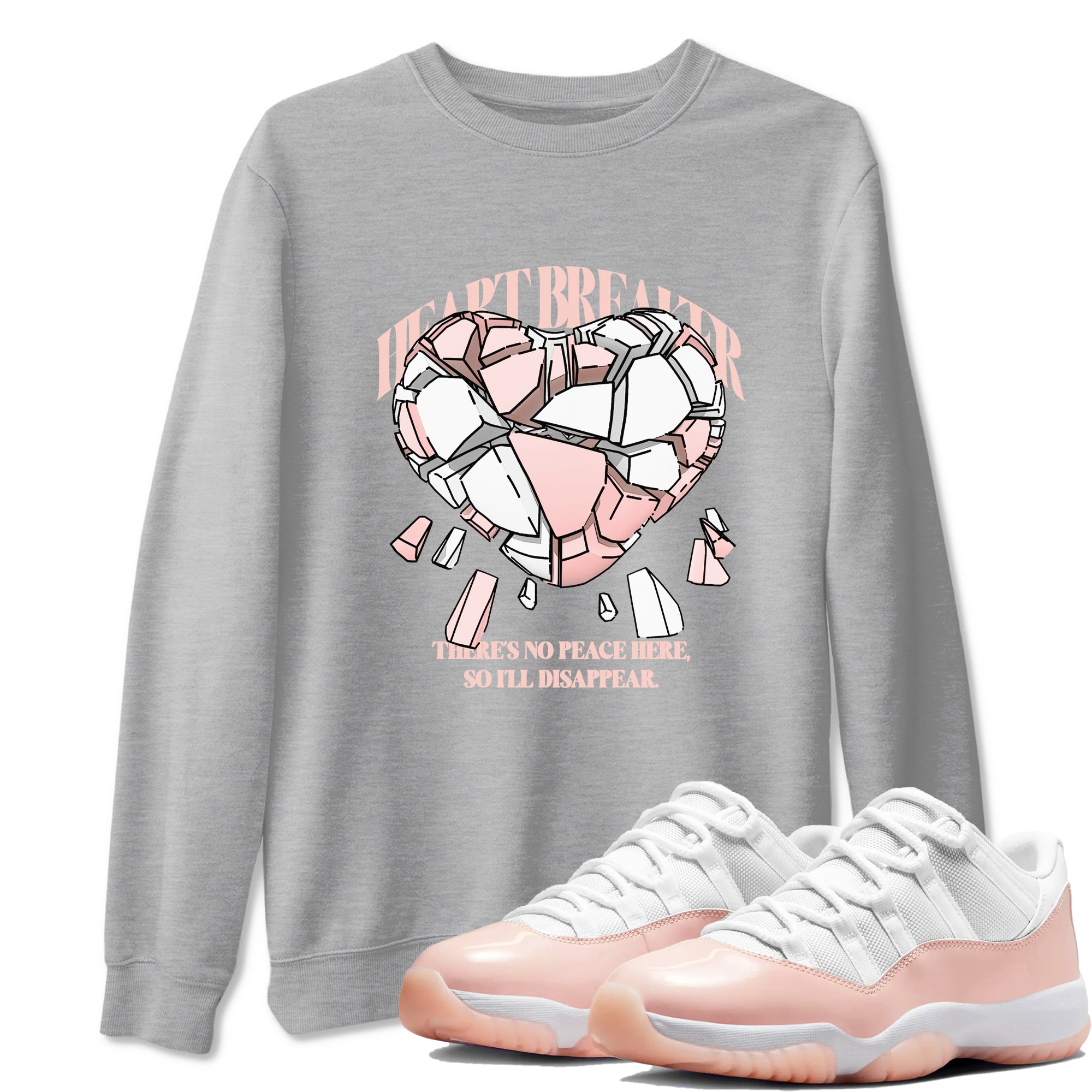 11s Legend Pink shirts to match jordans Heart Breaker sneaker match tees Air Jordan 11 Legend Pink Drip Gear Zone streetwear brand Heather Grey 1 unisex cotton tee