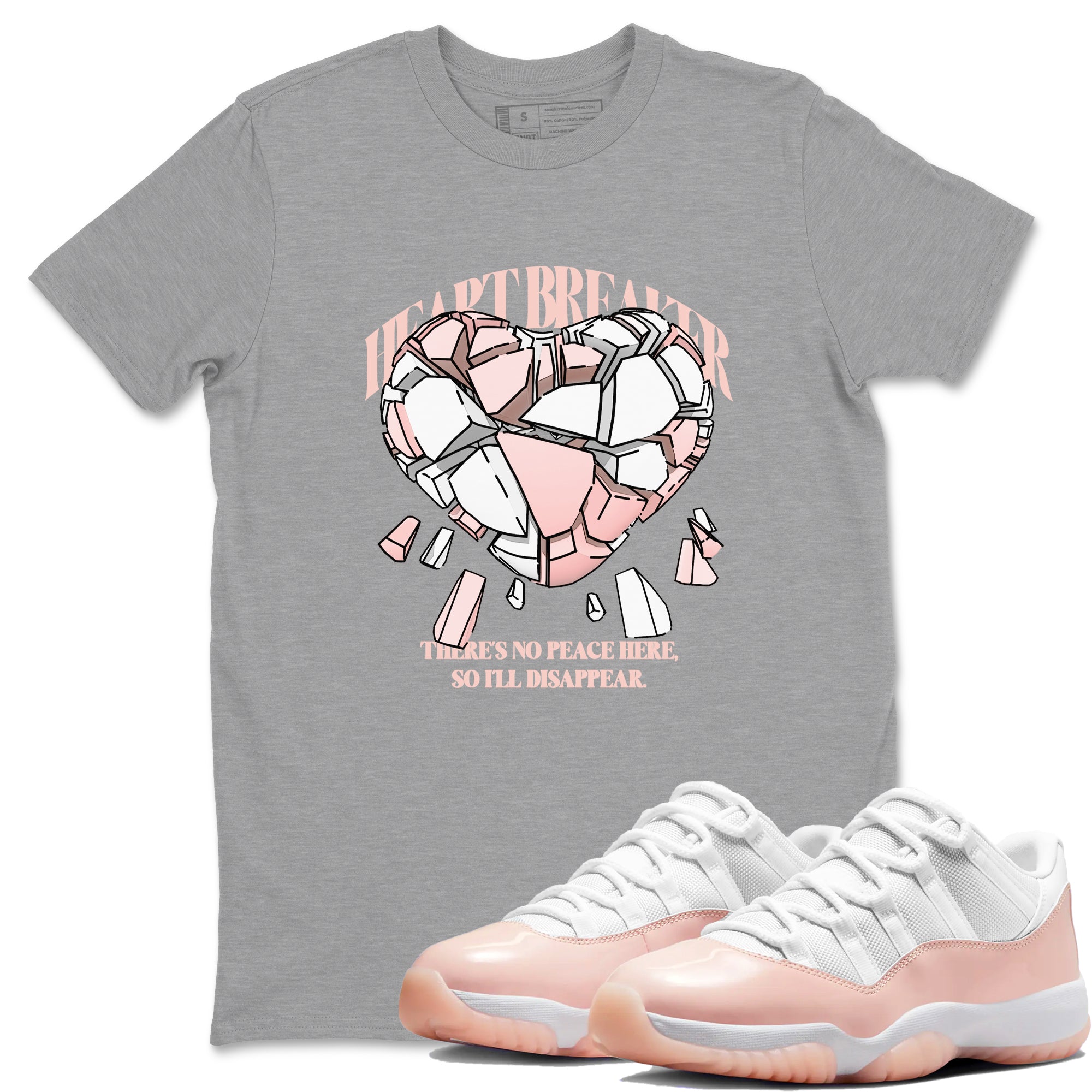 11s Legend Pink shirts to match jordans Heart Breaker sneaker match tees Air Jordan 11 Legend Pink Drip Gear Zone streetwear brand Heather Grey 1 unisex cotton tee