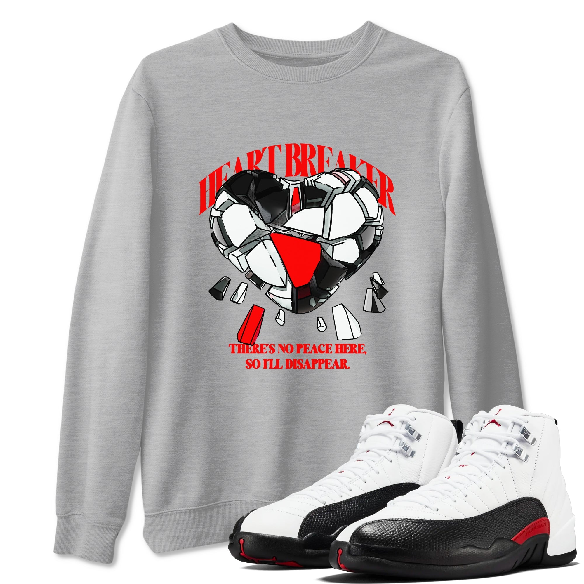 12s Taxi Flip shirts to match jordans Heart Breaker sneaker match tees Air Jordan 12 Taxi Flip Drip Gear Zone streetwear brand Heather Grey 1 unisex cotton tee