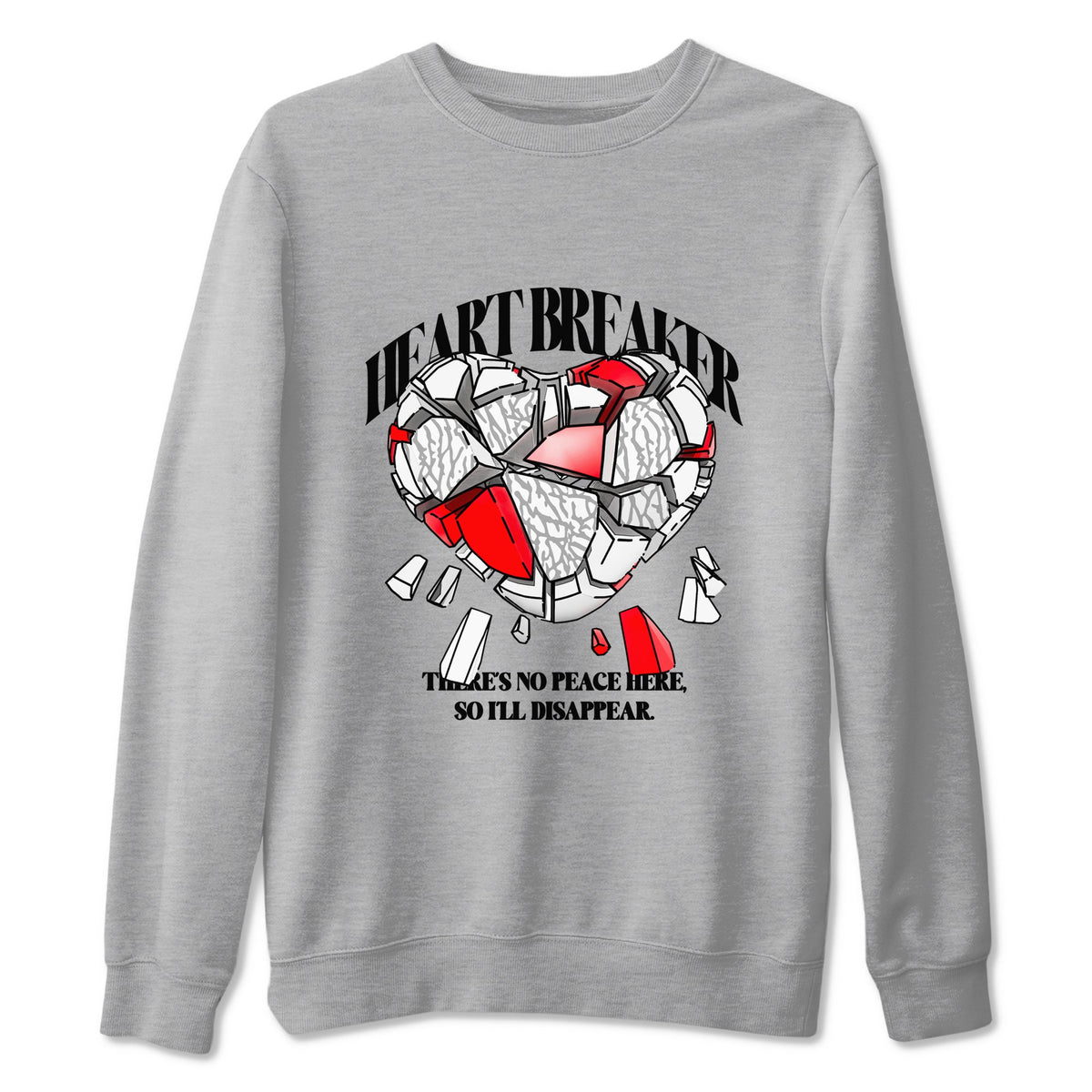 3s Cement Grey shirts to match jordans Heart Breaker sneaker match tees Air Jordan 3 Cement Grey Drip Gear Zone unisex cotton Heather Grey 2 crew neck shirts