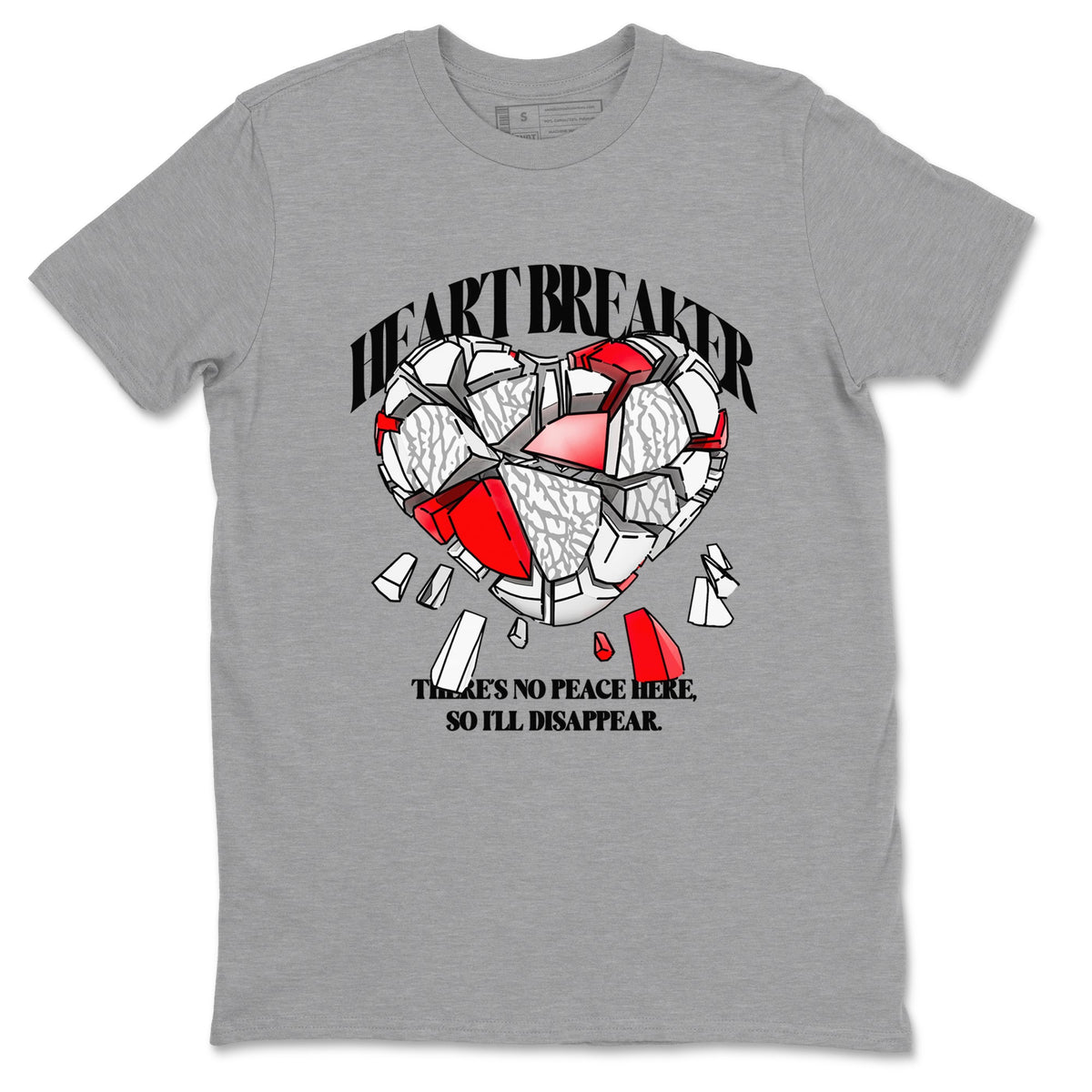 3s Cement Grey shirts to match jordans Heart Breaker sneaker match tees Air Jordan 3 Cement Grey Drip Gear Zone unisex cotton Heather Grey 2 crew neck shirts