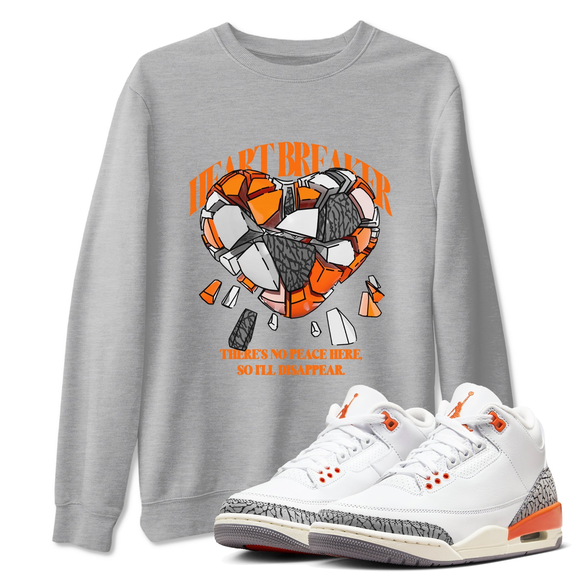 3s Georgia Peach shirt to match jordans Heart Breaker sneaker tees Air Jordan 3 Georgia Peach Drip Gear Zone unisex cotton Heather Grey 1 crew neck shirt