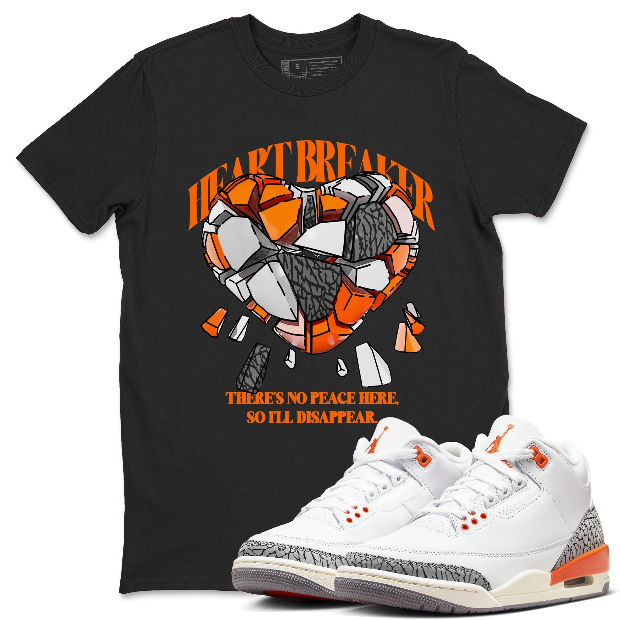 3s Georgia Peach shirt to match jordans Heart Breaker sneaker tees Air Jordan 3 Georgia Peach Drip Gear Zone unisex cotton Black 1 crew neck shirt