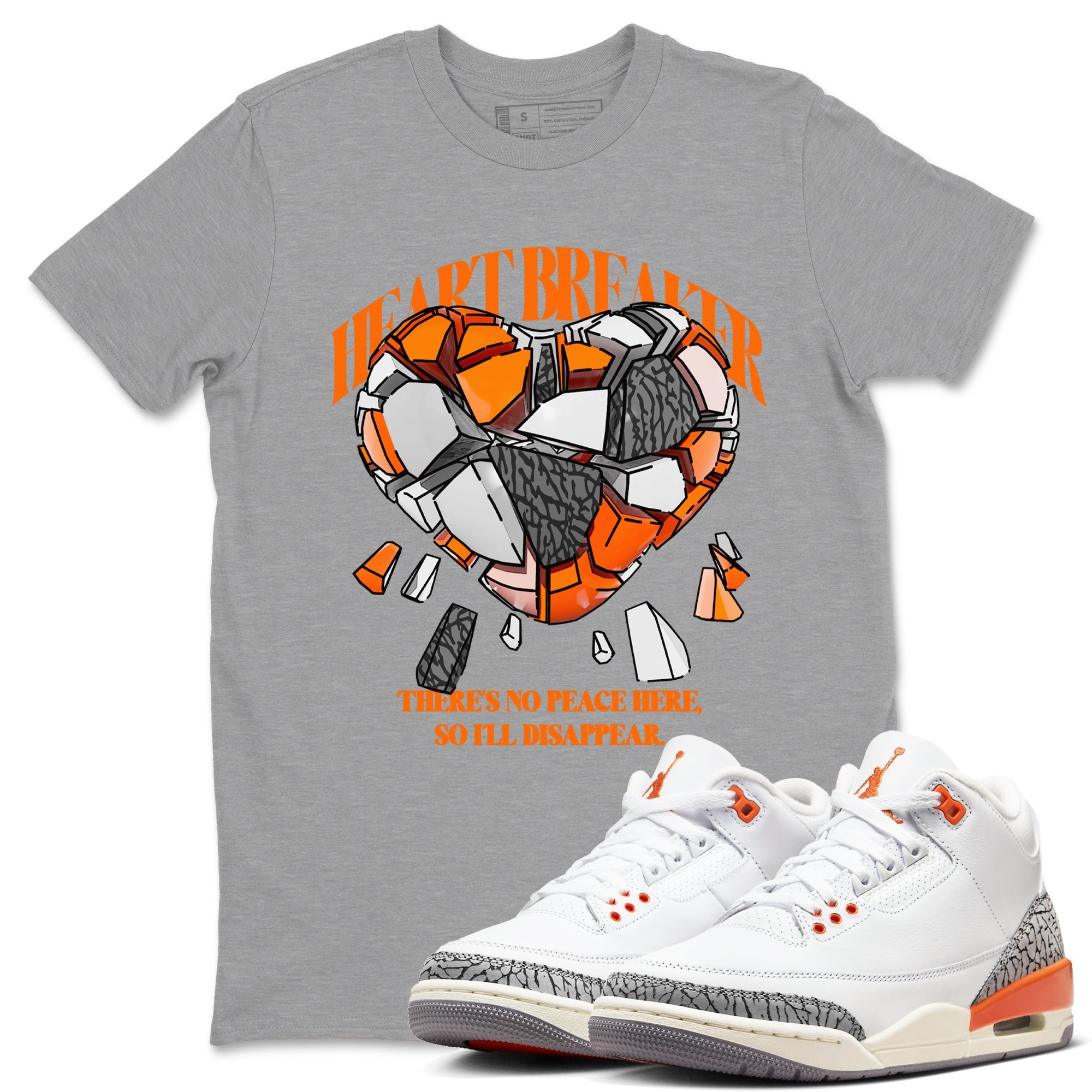 3s Georgia Peach shirt to match jordans Heart Breaker sneaker tees Air Jordan 3 Georgia Peach Drip Gear Zone unisex cotton Heather Grey 1 crew neck shirt