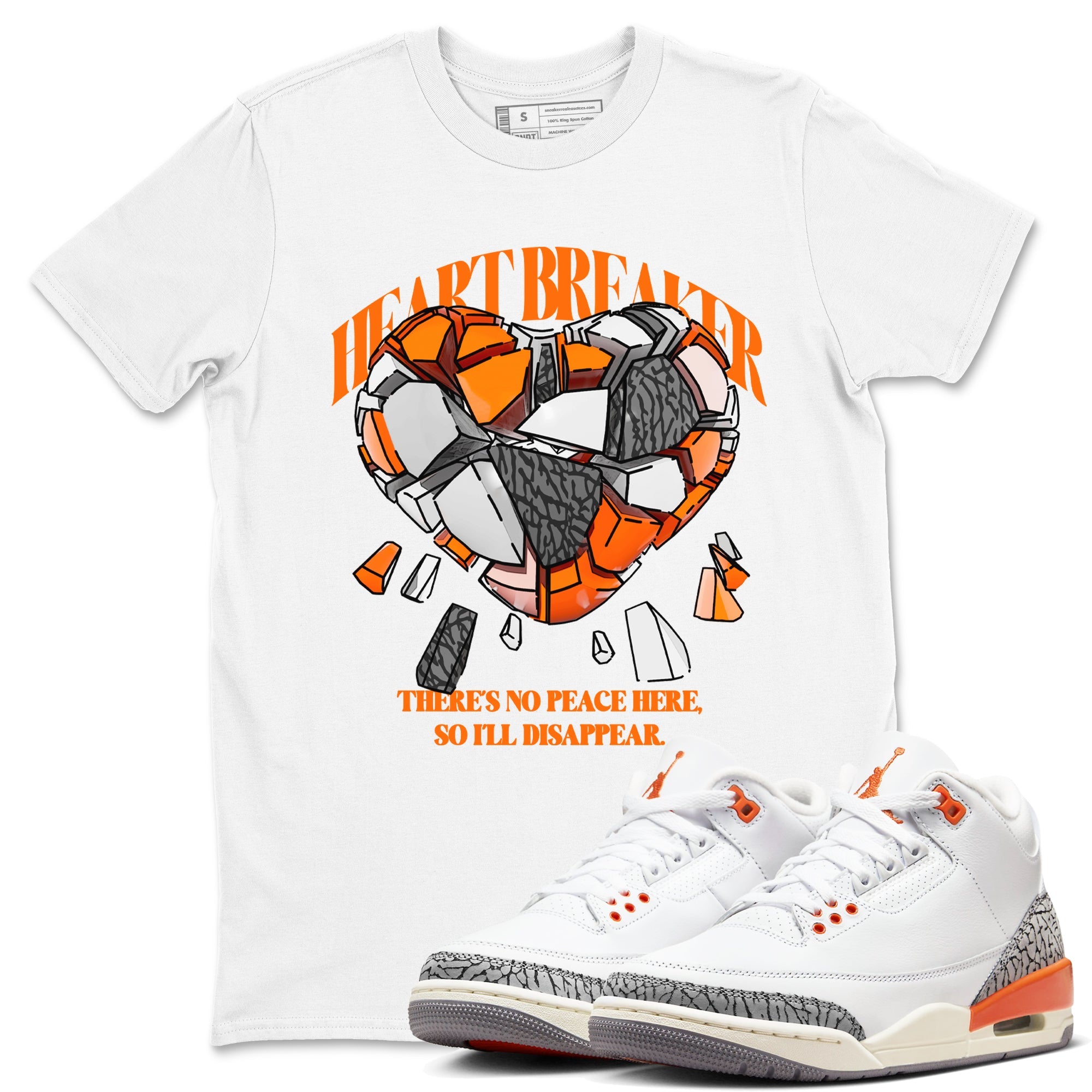 3s Georgia Peach shirt to match jordans Heart Breaker sneaker tees Air Jordan 3 Georgia Peach Drip Gear Zone unisex cotton White 1 crew neck shirt