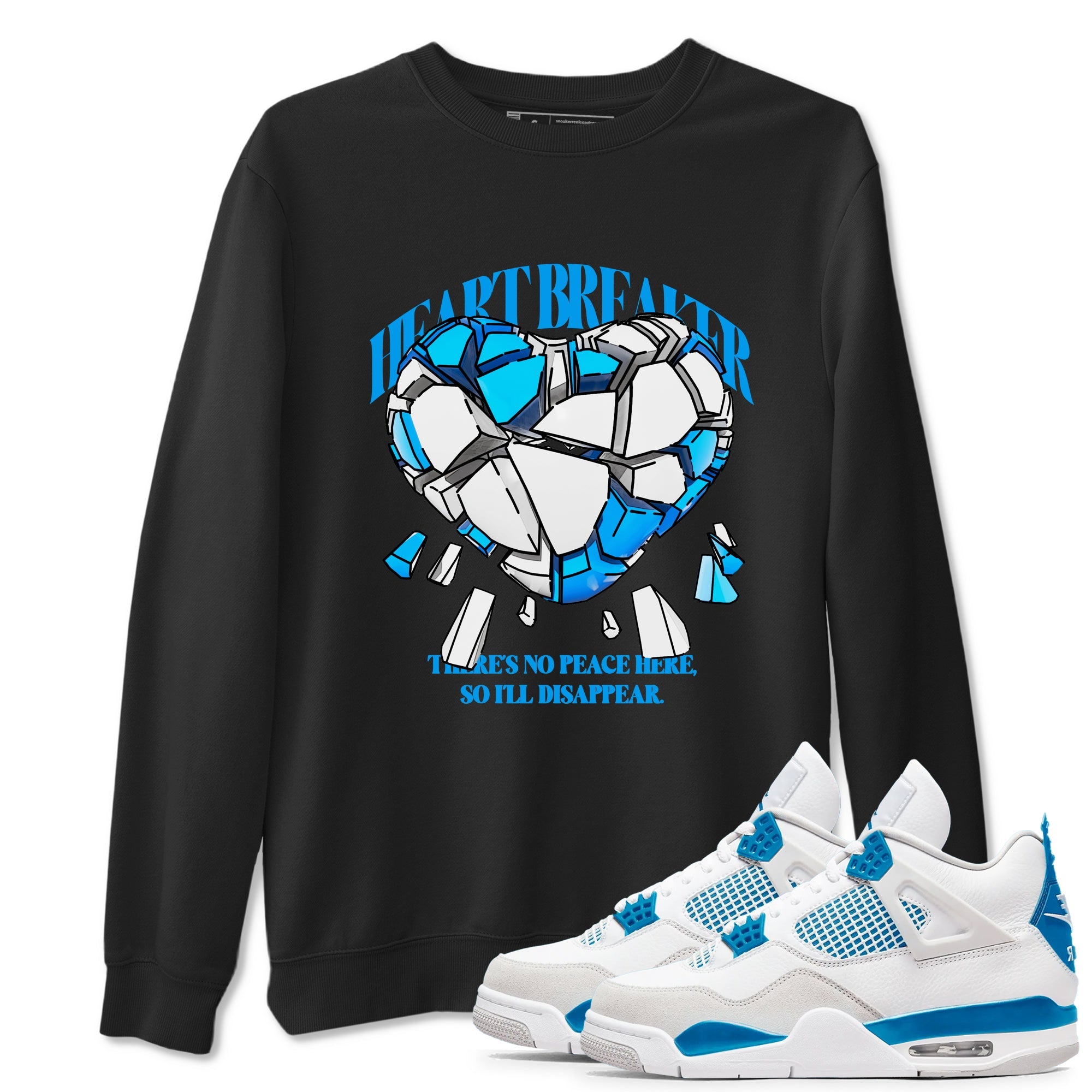 Air Jordan 4 Industrial Blue shirt to match jordans Heart Breaker sneaker tees Air Jordan 4 Military Blue Drip Gear Zone unisex cotton Black 1 crew neck shirt