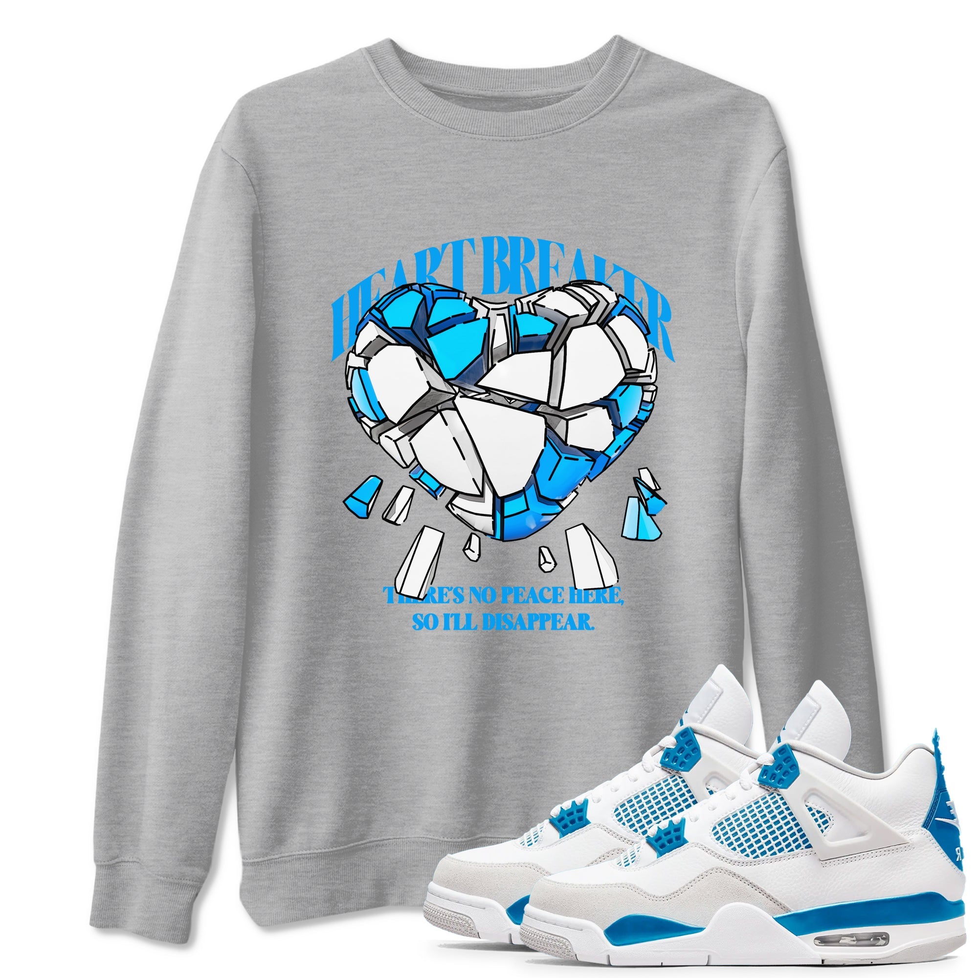 Air Jordan 4 Industrial Blue shirt to match jordans Heart Breaker sneaker tees Air Jordan 4 Military Blue Drip Gear Zone unisex cotton Heather Grey 1 crew neck shirt