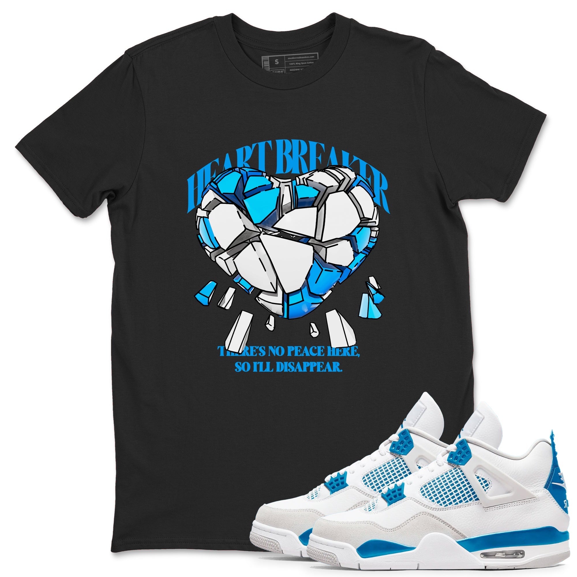 Air Jordan 4 Industrial Blue shirt to match jordans Heart Breaker sneaker tees Air Jordan 4 Military Blue Drip Gear Zone unisex cotton Black 1 crew neck shirt