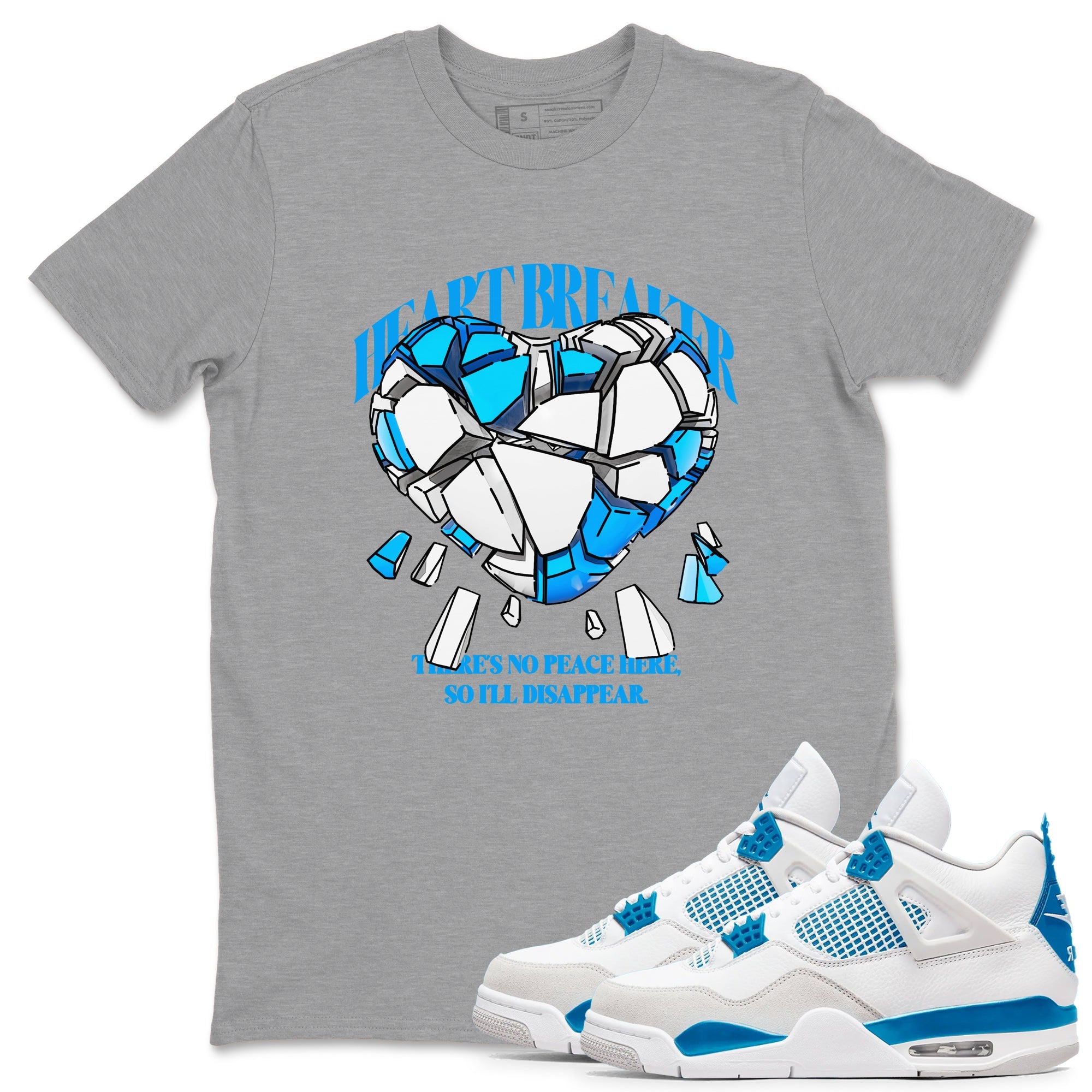 Air Jordan 4 Industrial Blue shirt to match jordans Heart Breaker sneaker tees Air Jordan 4 Military Blue Drip Gear Zone unisex cotton Heather Grey 1 crew neck shirt