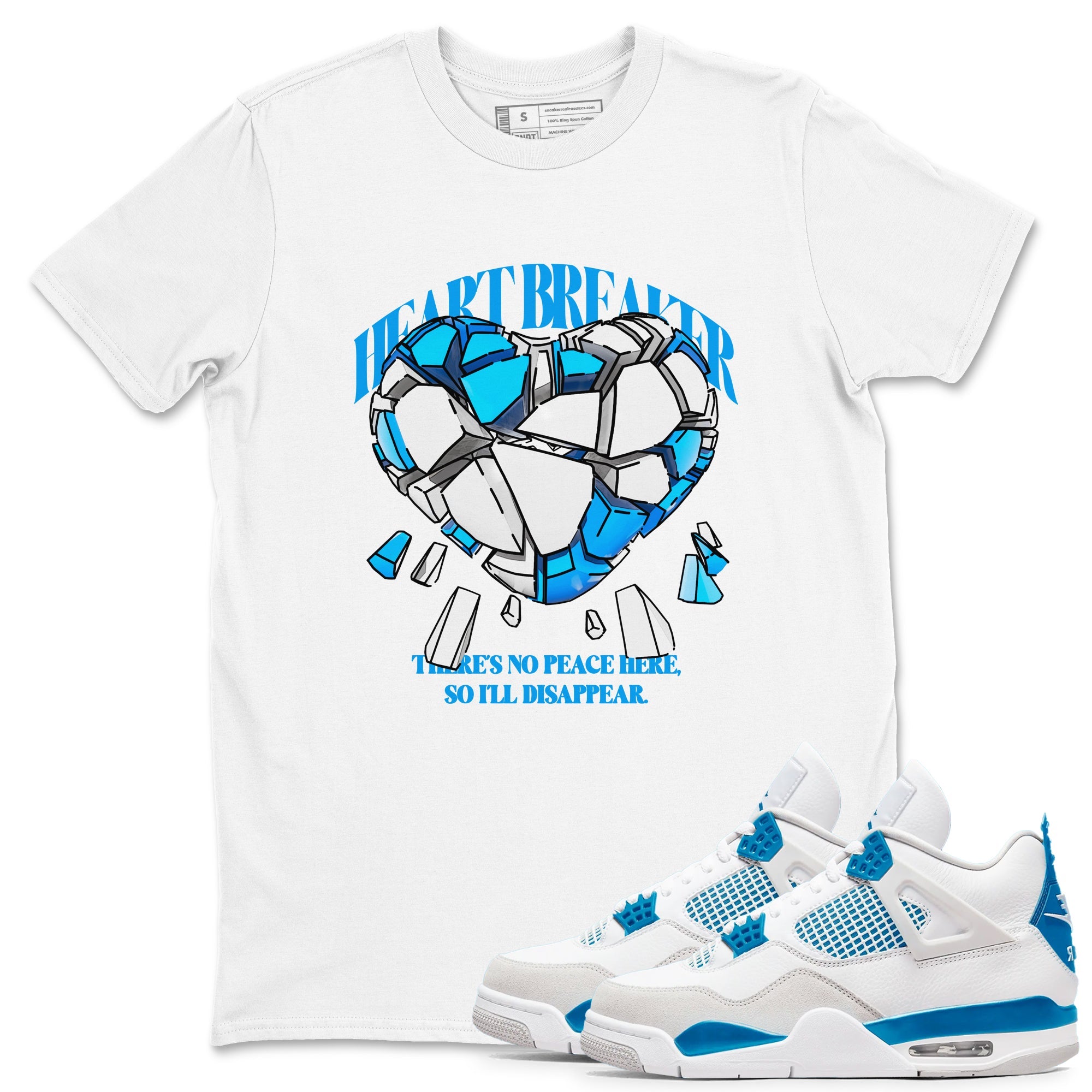 Air Jordan 4 Industrial Blue shirt to match jordans Heart Breaker sneaker tees Air Jordan 4 Military Blue Drip Gear Zone unisex cotton White 1 crew neck shirt