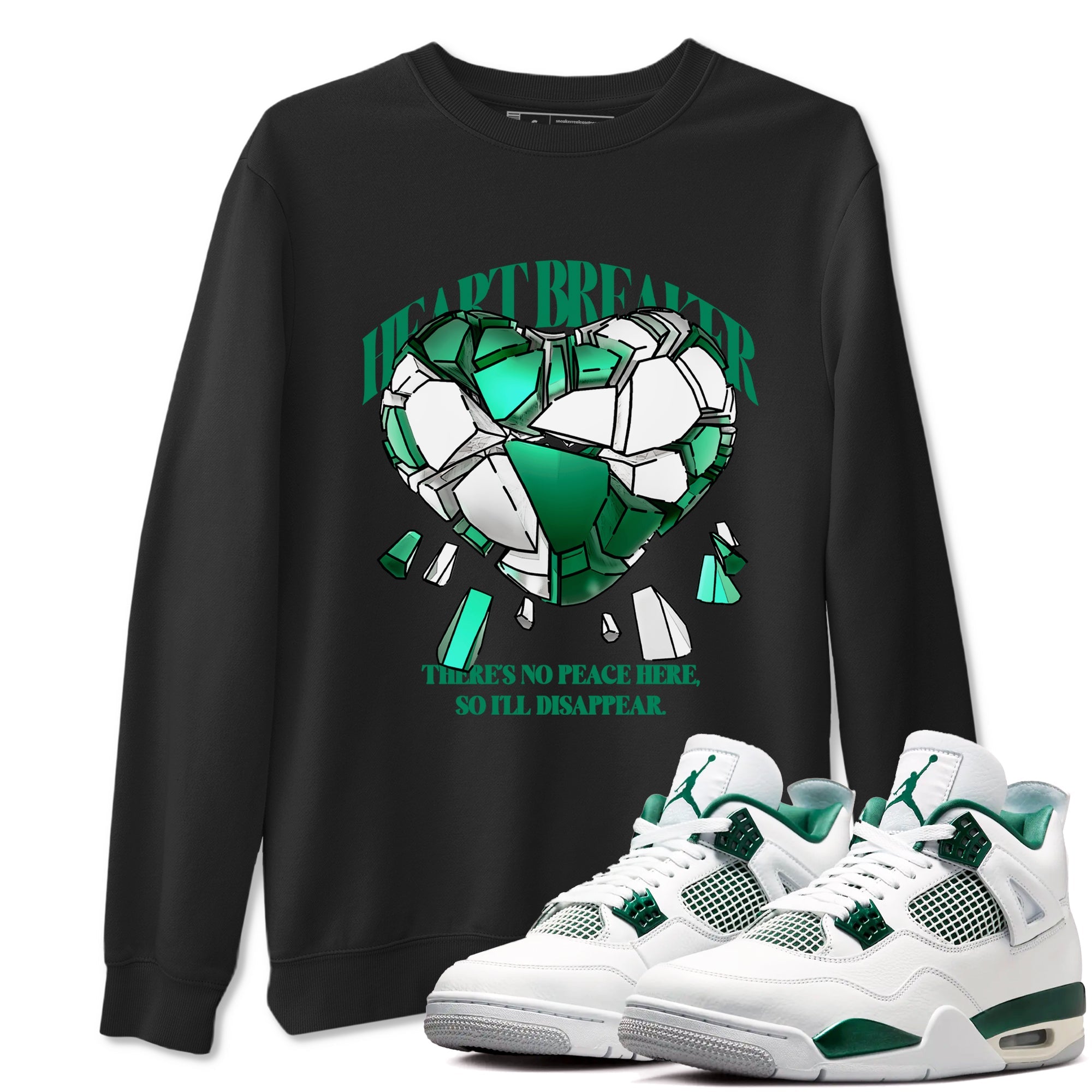 4s Oxidized Green shirts to match jordans Heart Breaker sneaker match tees Air Jordan 4 Oxidized Green Drip Gear Zone streetwear brand Black 1 unisex cotton tee