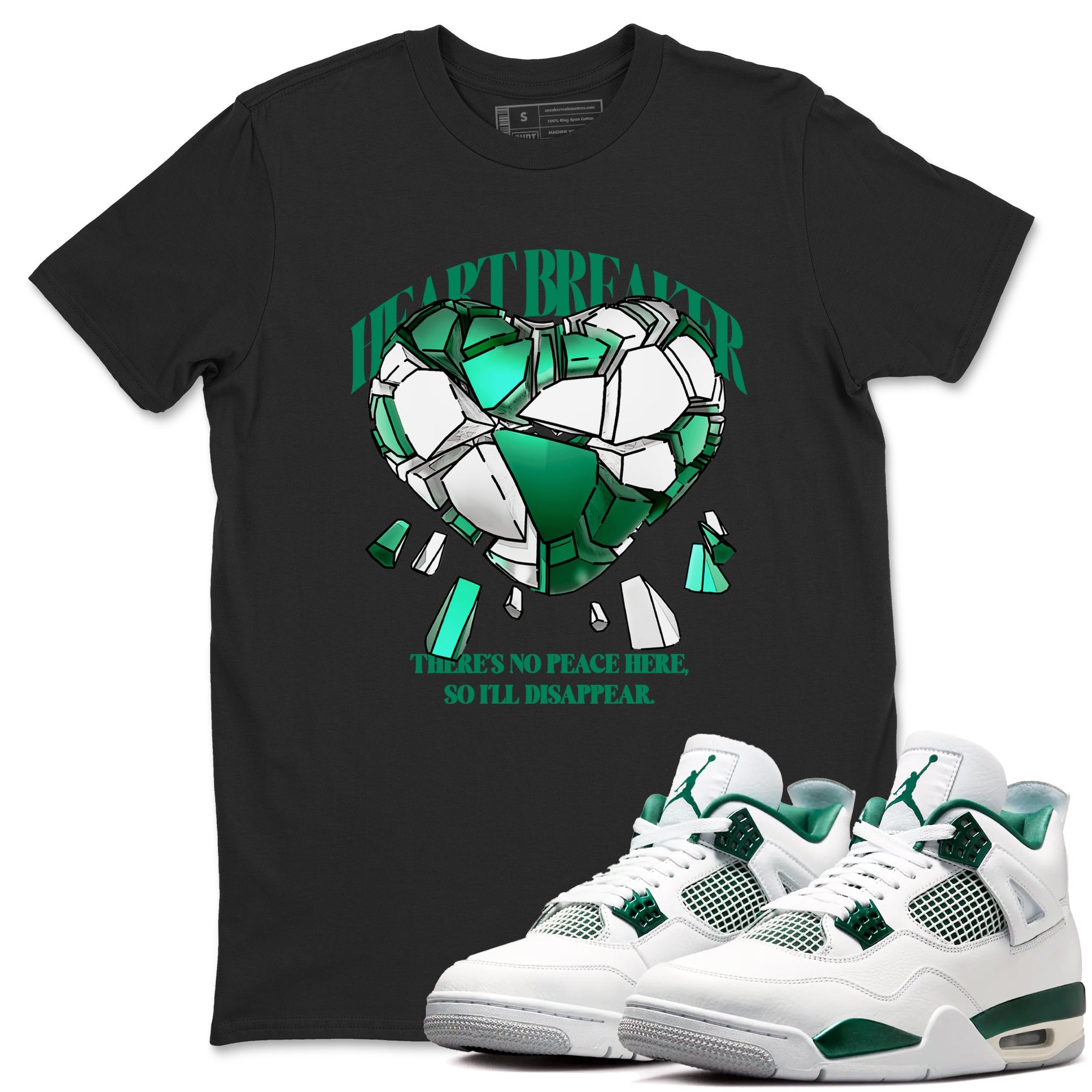 4s Oxidized Green shirts to match jordans Heart Breaker sneaker match tees Air Jordan 4 Oxidized Green Drip Gear Zone streetwear brand Black 1 unisex cotton tee
