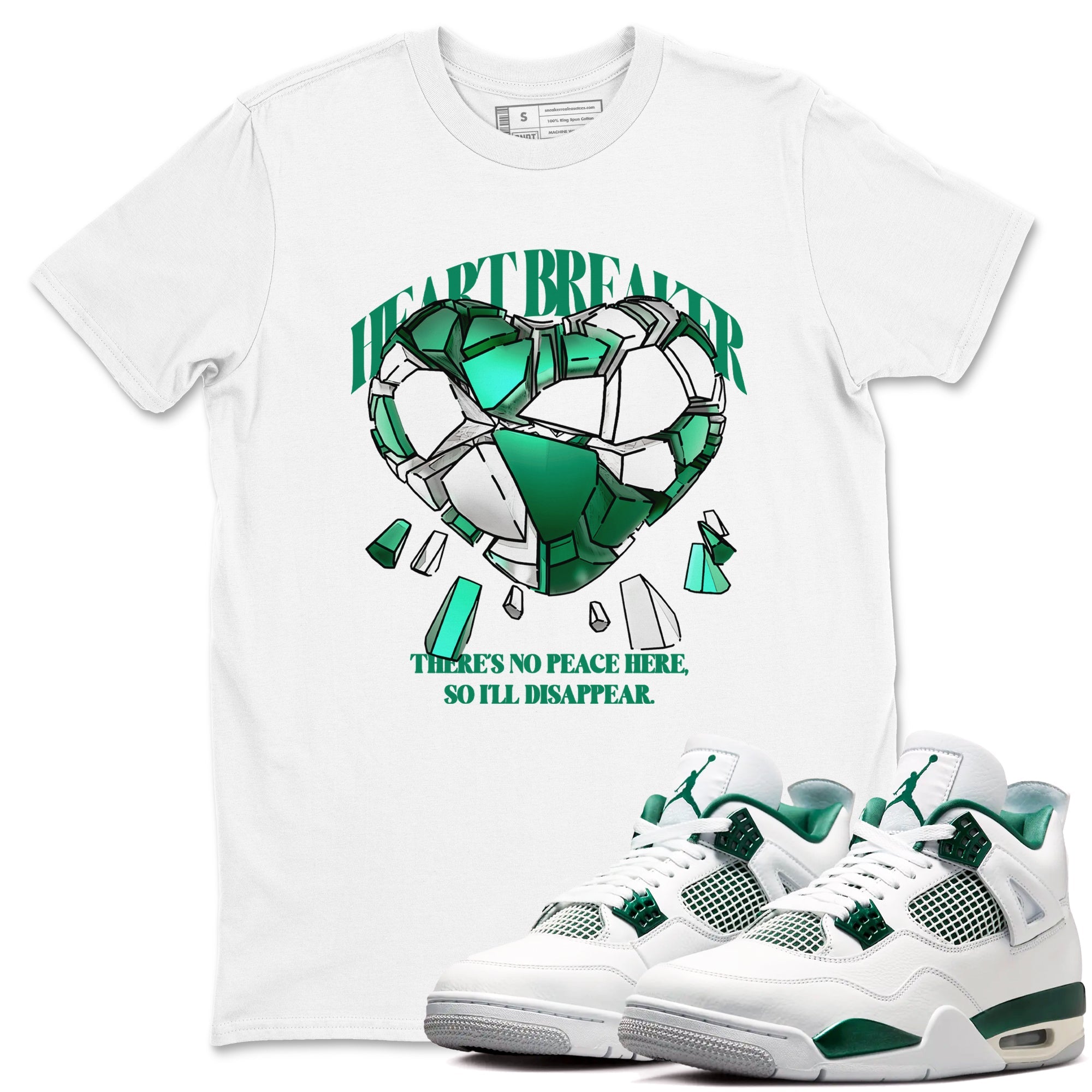 4s Oxidized Green shirts to match jordans Heart Breaker sneaker match tees Air Jordan 4 Oxidized Green Drip Gear Zone streetwear brand White 1 unisex cotton tee