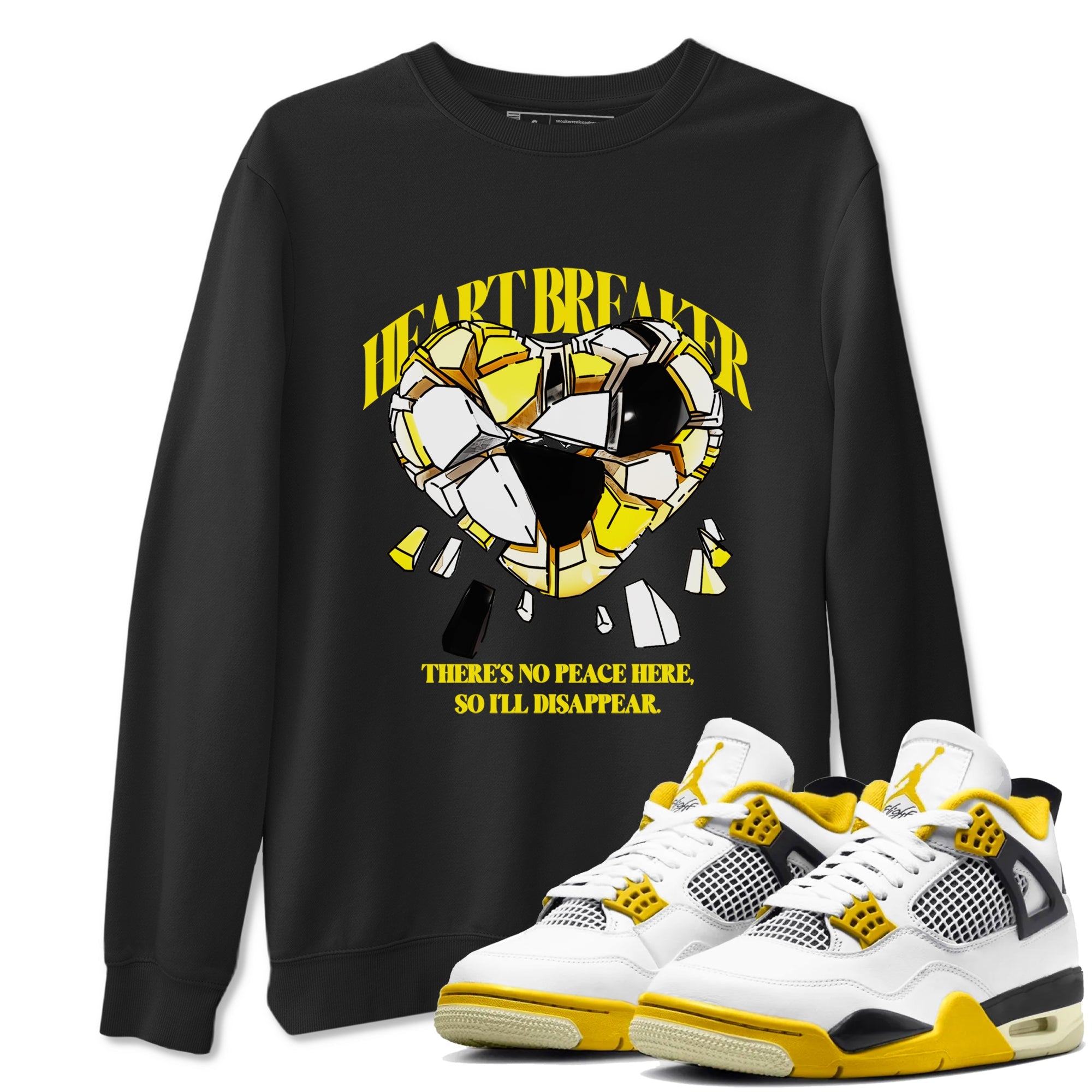 AJ4 Vivid Sulfur shirt to match jordans Heart Breaker sneaker tees Air Jordan 4 Vivid Sulfur Drip Gear Zone unisex cotton Black 1 crew neck shirt