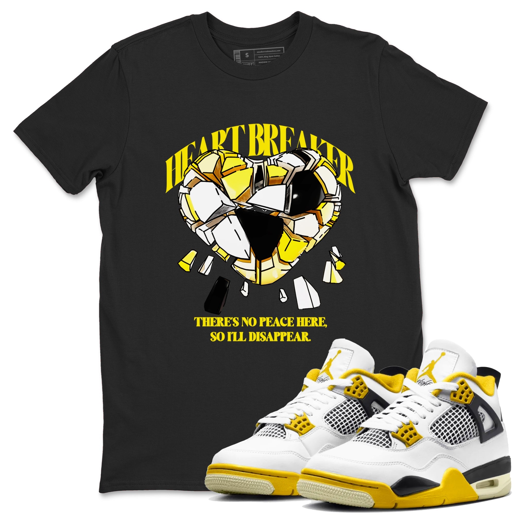 AJ4 Vivid Sulfur shirt to match jordans Heart Breaker sneaker tees Air Jordan 4 Vivid Sulfur Drip Gear Zone unisex cotton Black 1 crew neck shirt