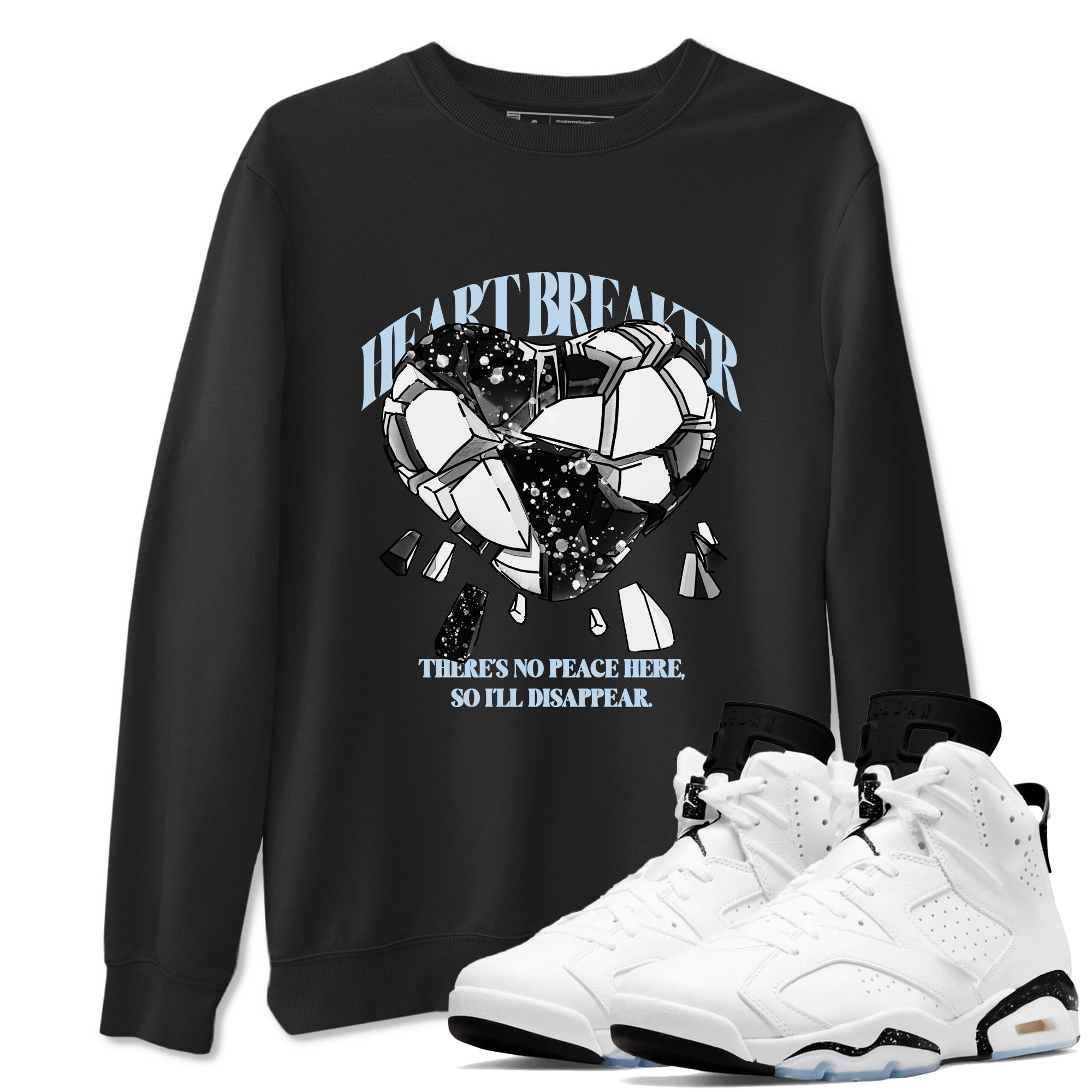 AJ6 White Black shirts to match jordans Heart Breaker sneaker match tees Air Jordan 6 White Black Drip Gear Zone streetwear brand Black 1 unisex cotton tee