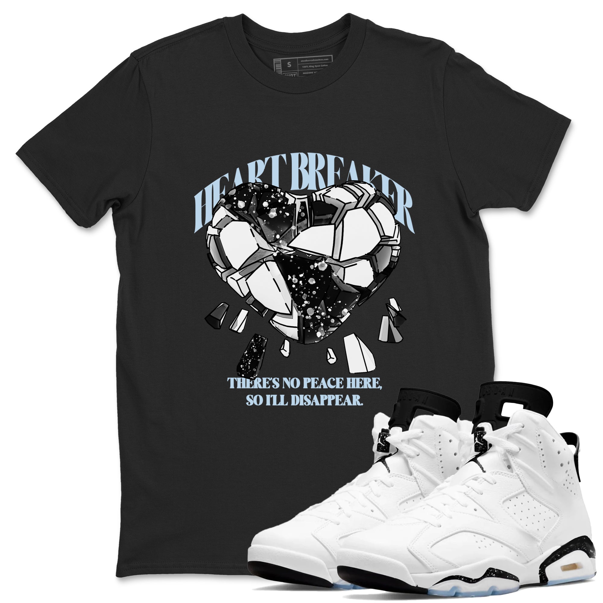 AJ6 White Black shirts to match jordans Heart Breaker sneaker match tees Air Jordan 6 White Black Drip Gear Zone streetwear brand Black 1 unisex cotton tee