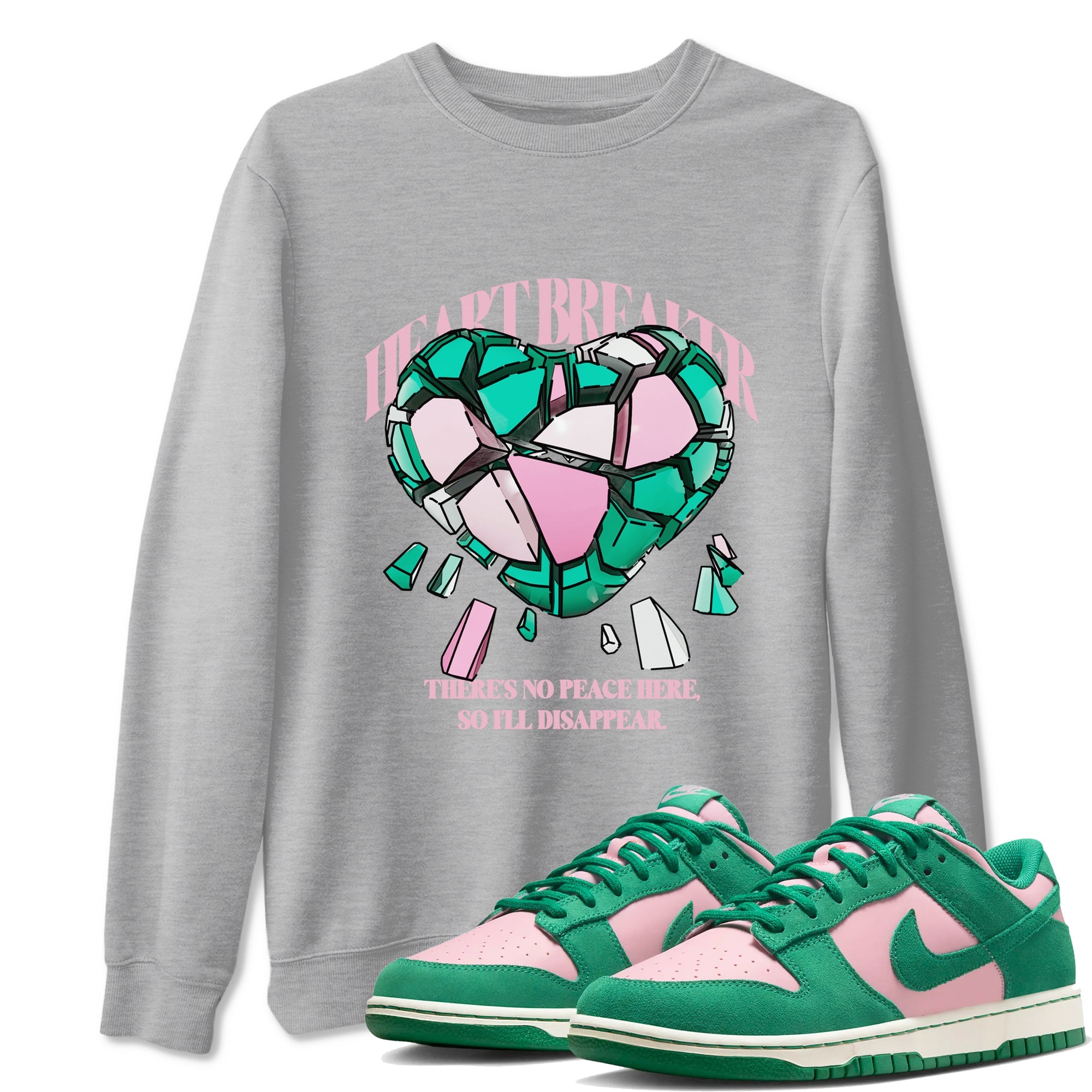 Dunk Low Medium Soft Pink Malachite shirt to match jordans Heart Breaker sneaker tees Dunk Medium Soft Pink Malachite Drip Gear Zone unisex cotton Heather Grey 1 crew neck shirt