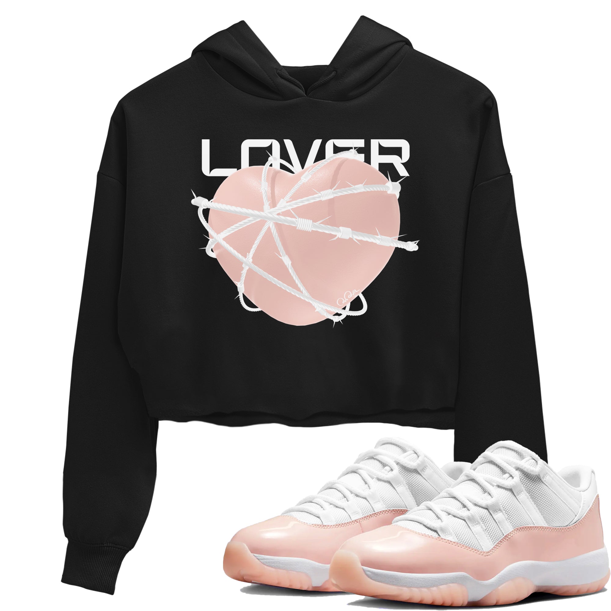 11s Legend Pink shirts to match jordans Heart Lover sneaker match tees Air Jordan 11 Legend Pink Drip Gear Zone streetwear brand Black 1 crop tee