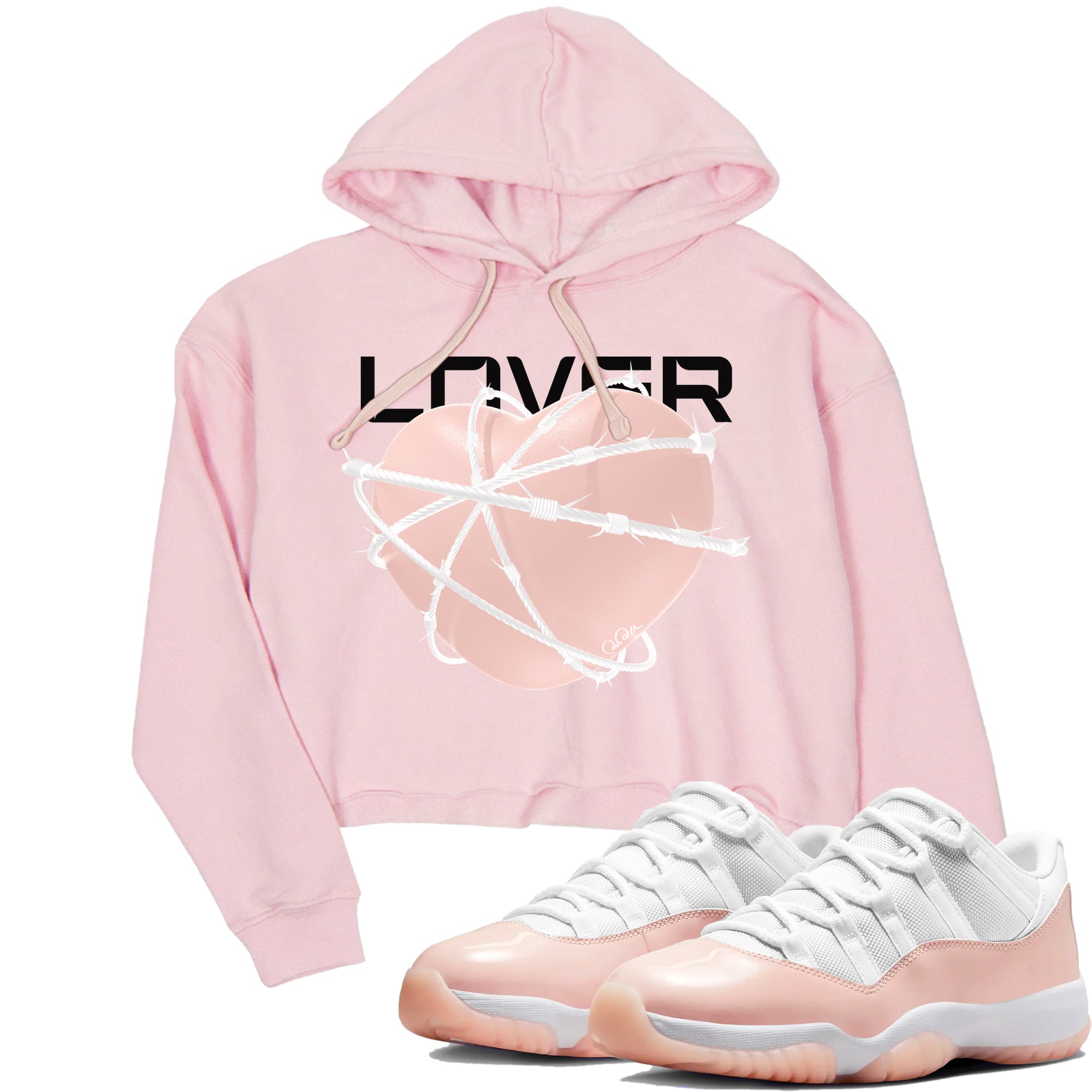 11s Legend Pink shirts to match jordans Heart Lover sneaker match tees Air Jordan 11 Legend Pink Drip Gear Zone streetwear brand Pink 1 crop tee