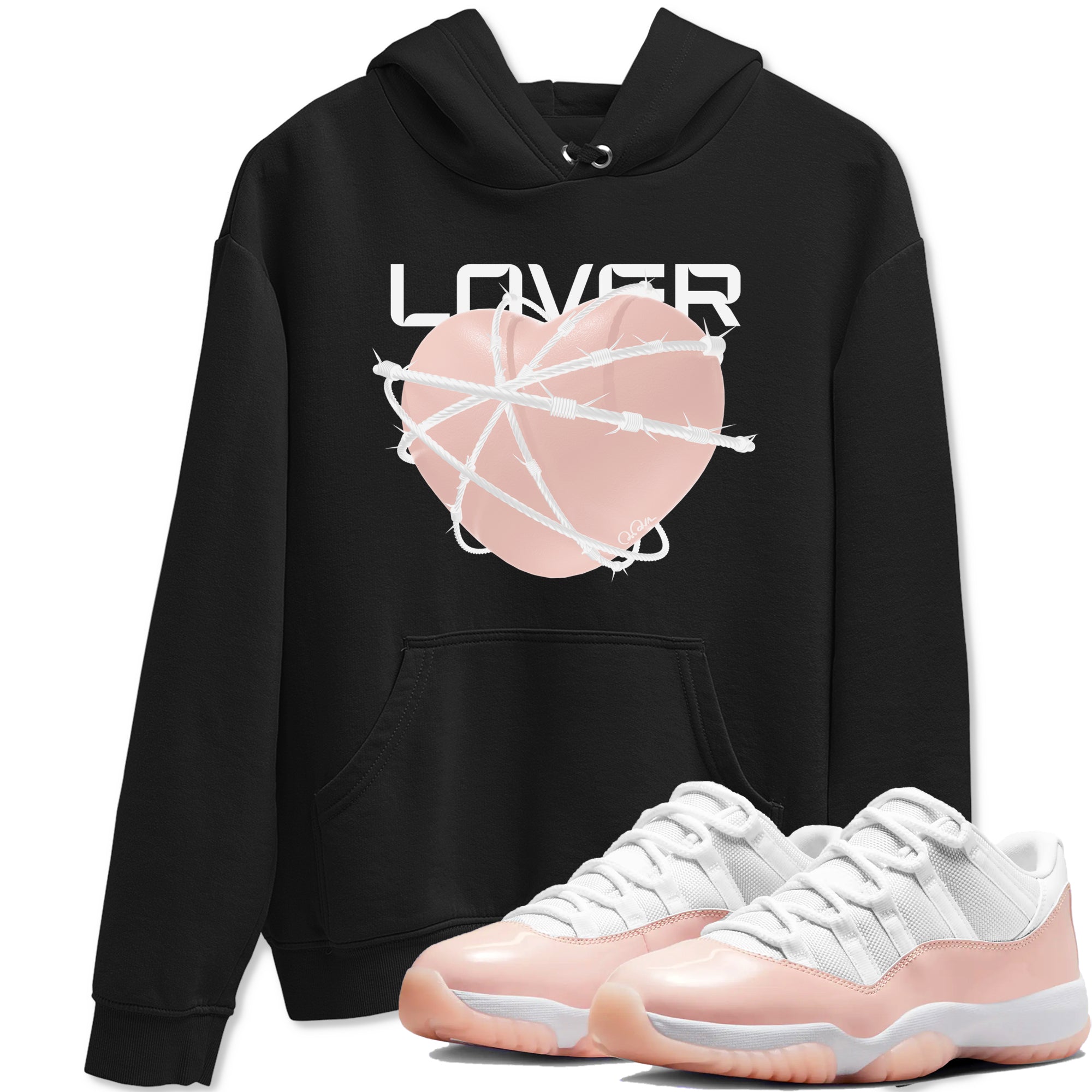 11s Legend Pink shirts to match jordans Heart Lover sneaker match tees Air Jordan 11 Legend Pink Drip Gear Zone streetwear brand Black 1 unisex cotton tee