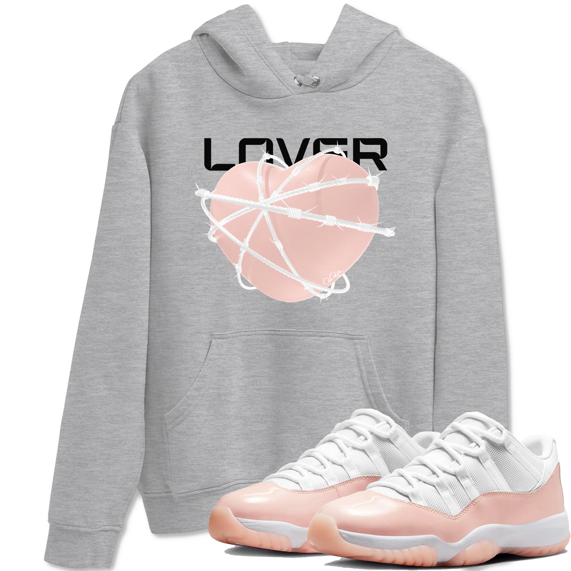 11s Legend Pink shirts to match jordans Heart Lover sneaker match tees Air Jordan 11 Legend Pink Drip Gear Zone streetwear brand Heather Grey 1 unisex cotton tee