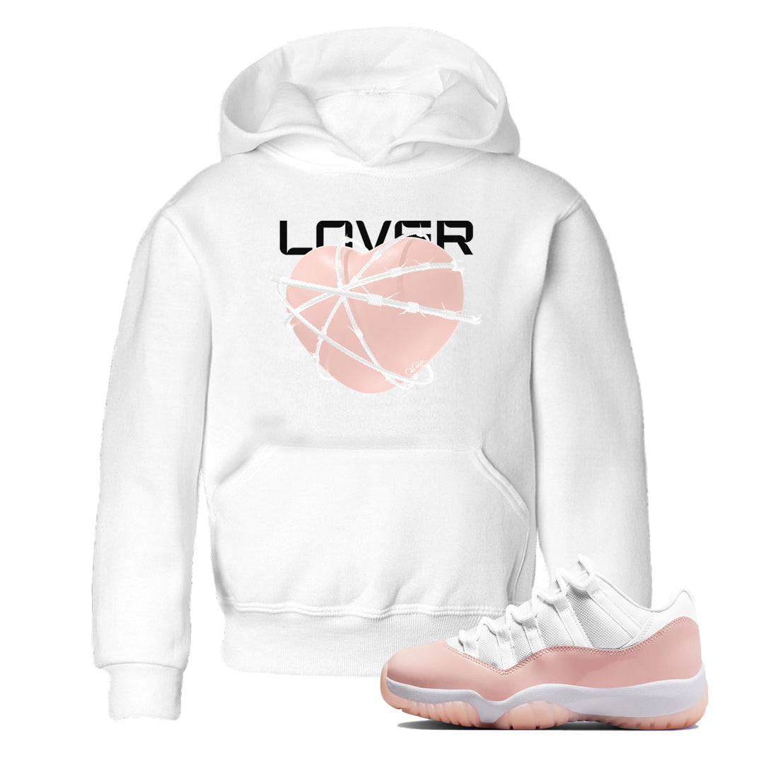 11s Legend Pink shirts to match jordans Heart Lover sneaker match tees Air Jordan 11 Legend Pink Drip Gear Zone streetwear brand Baby and Youth White 1 cotton tee