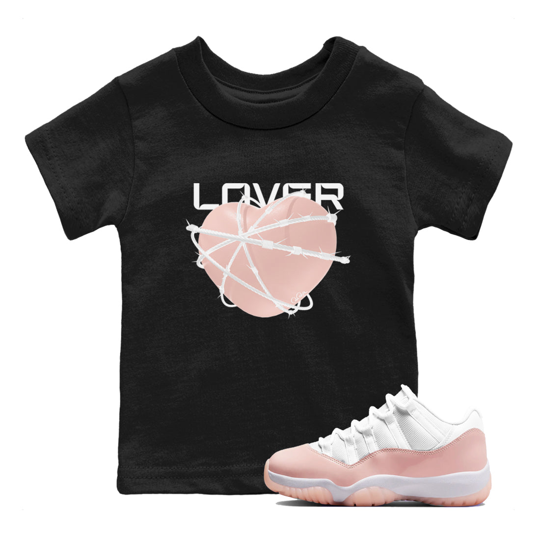 11s Legend Pink shirts to match jordans Heart Lover sneaker match tees Air Jordan 11 Legend Pink Drip Gear Zone streetwear brand Baby and Youth Black 1 cotton tee