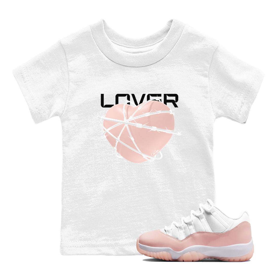 11s Legend Pink shirts to match jordans Heart Lover sneaker match tees Air Jordan 11 Legend Pink Drip Gear Zone streetwear brand Baby and Youth White 1 cotton tee