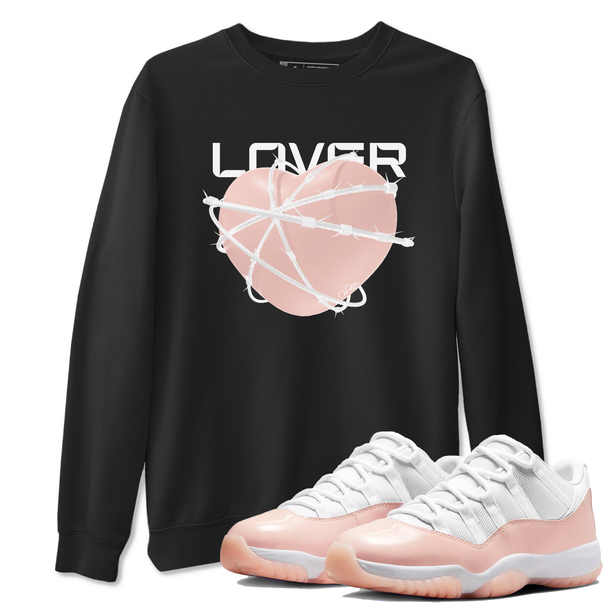 11s Legend Pink shirts to match jordans Heart Lover sneaker match tees Air Jordan 11 Legend Pink Drip Gear Zone streetwear brand Black 1 unisex cotton tee