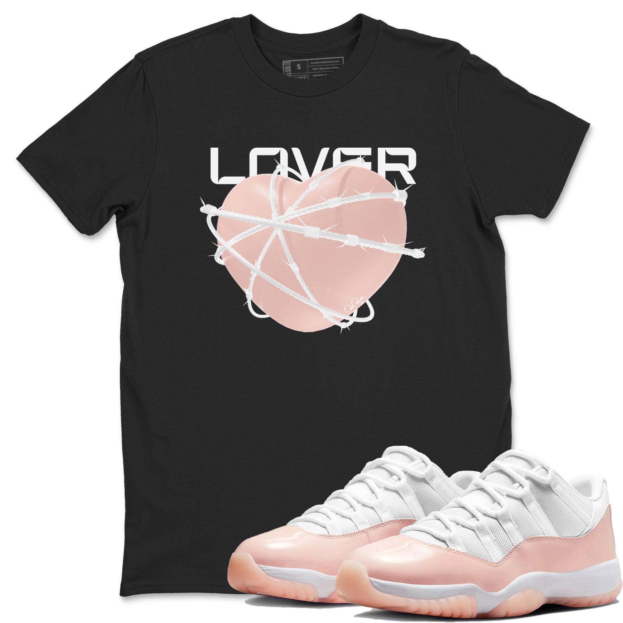 11s Legend Pink shirts to match jordans Heart Lover sneaker match tees Air Jordan 11 Legend Pink Drip Gear Zone streetwear brand Black 1 unisex cotton tee