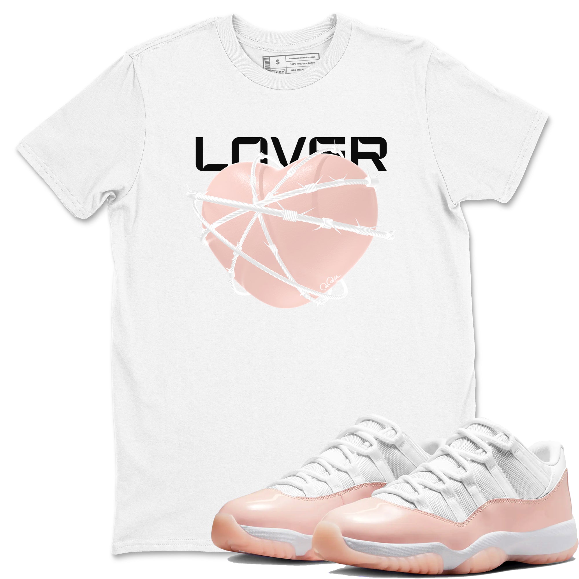 11s Legend Pink shirts to match jordans Heart Lover sneaker match tees Air Jordan 11 Legend Pink Drip Gear Zone streetwear brand White 1 unisex cotton tee