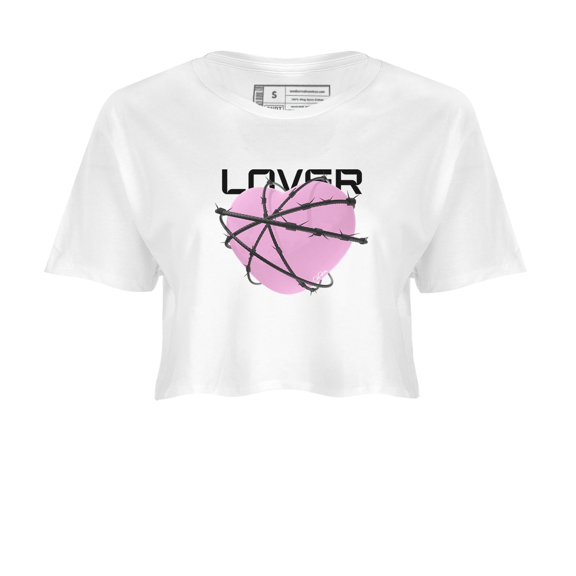 4s Retro Orchid shirts to match jordans Heart Lover sneaker match tees Air Jordan 4 WMNS Orchid match shoes to clothes Drip Gear Zone unisex cotton White 2 crop tee