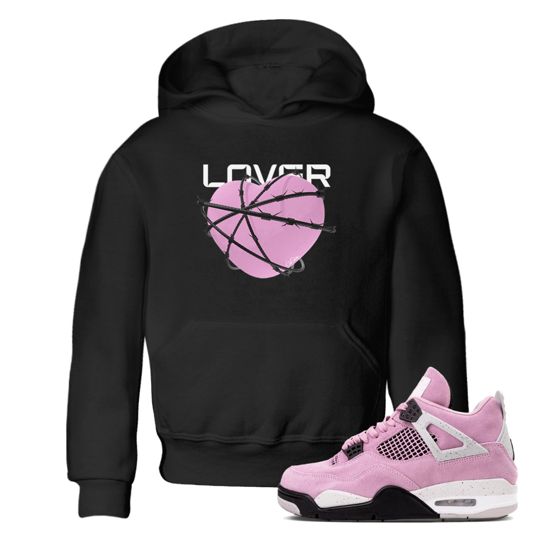 4s Retro Orchid shirts to match jordans Heart Lover sneaker match tees Air Jordan 4 WMNS Orchid match shoes to clothes Drip Gear Zone Youth Baby Black 1 tee