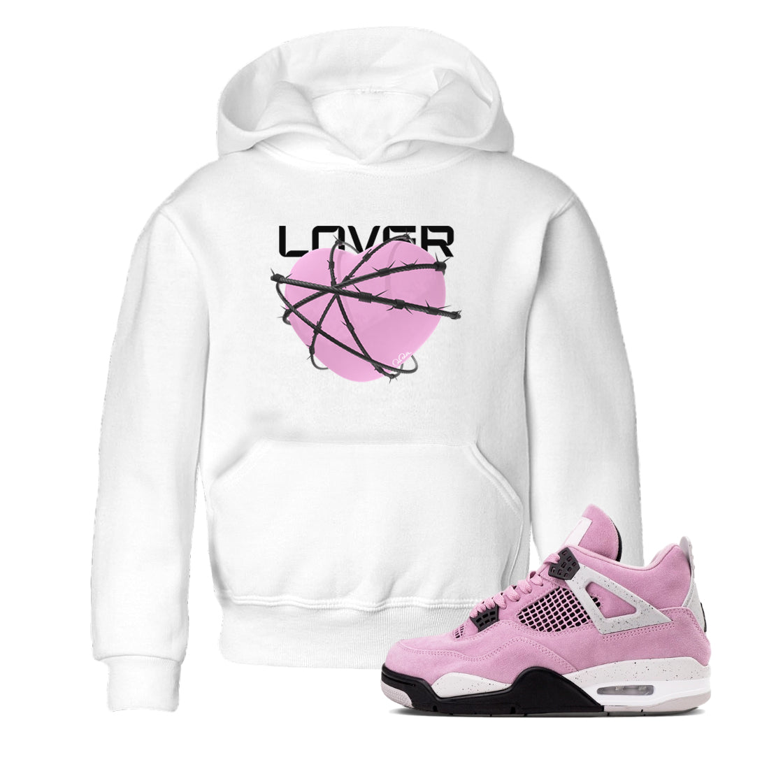 4s Retro Orchid shirts to match jordans Heart Lover sneaker match tees Air Jordan 4 WMNS Orchid match shoes to clothes Drip Gear Zone Youth Baby White 1 tee