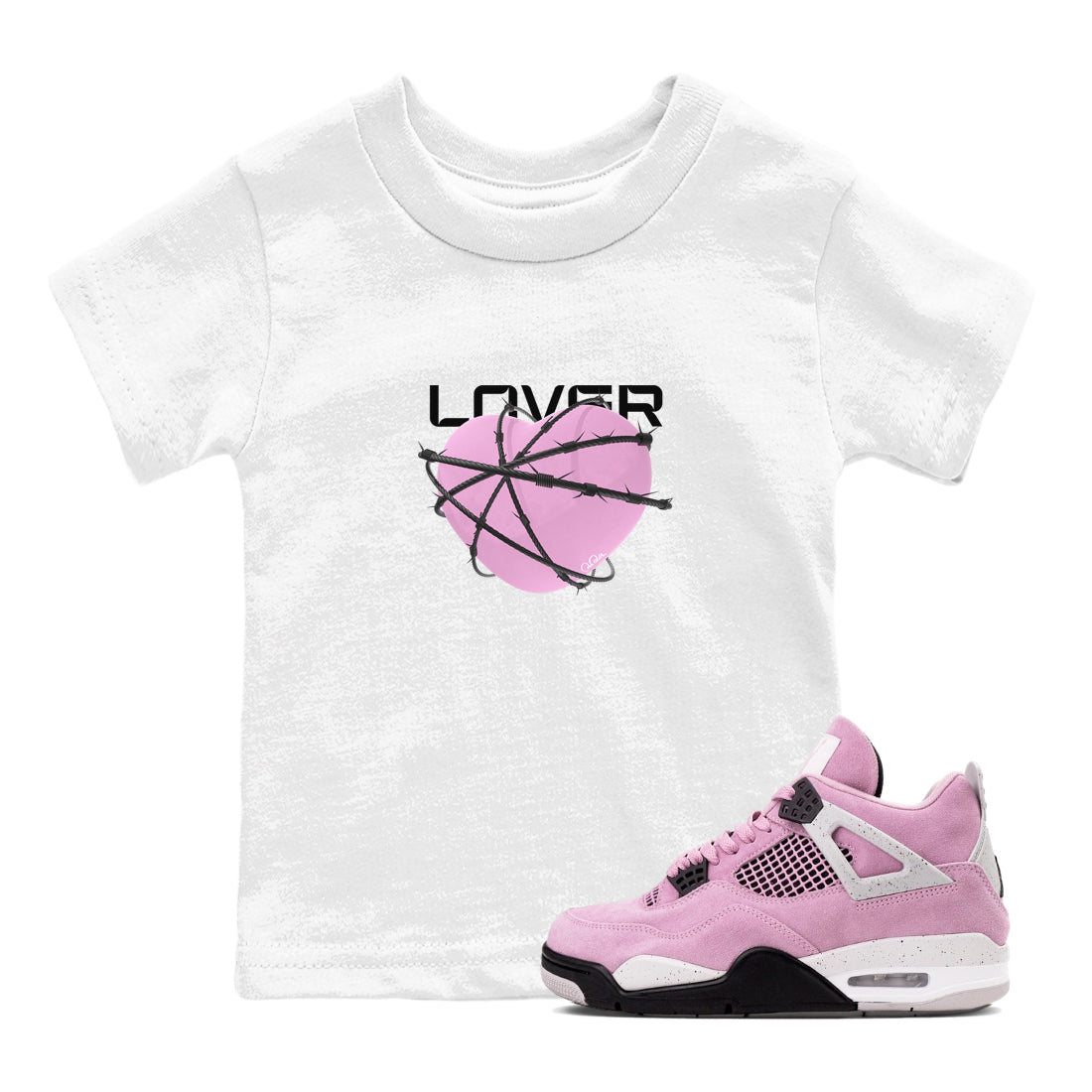 4s Retro Orchid shirts to match jordans Heart Lover sneaker match tees Air Jordan 4 WMNS Orchid match shoes to clothes Drip Gear Zone Youth Baby White 1 tee