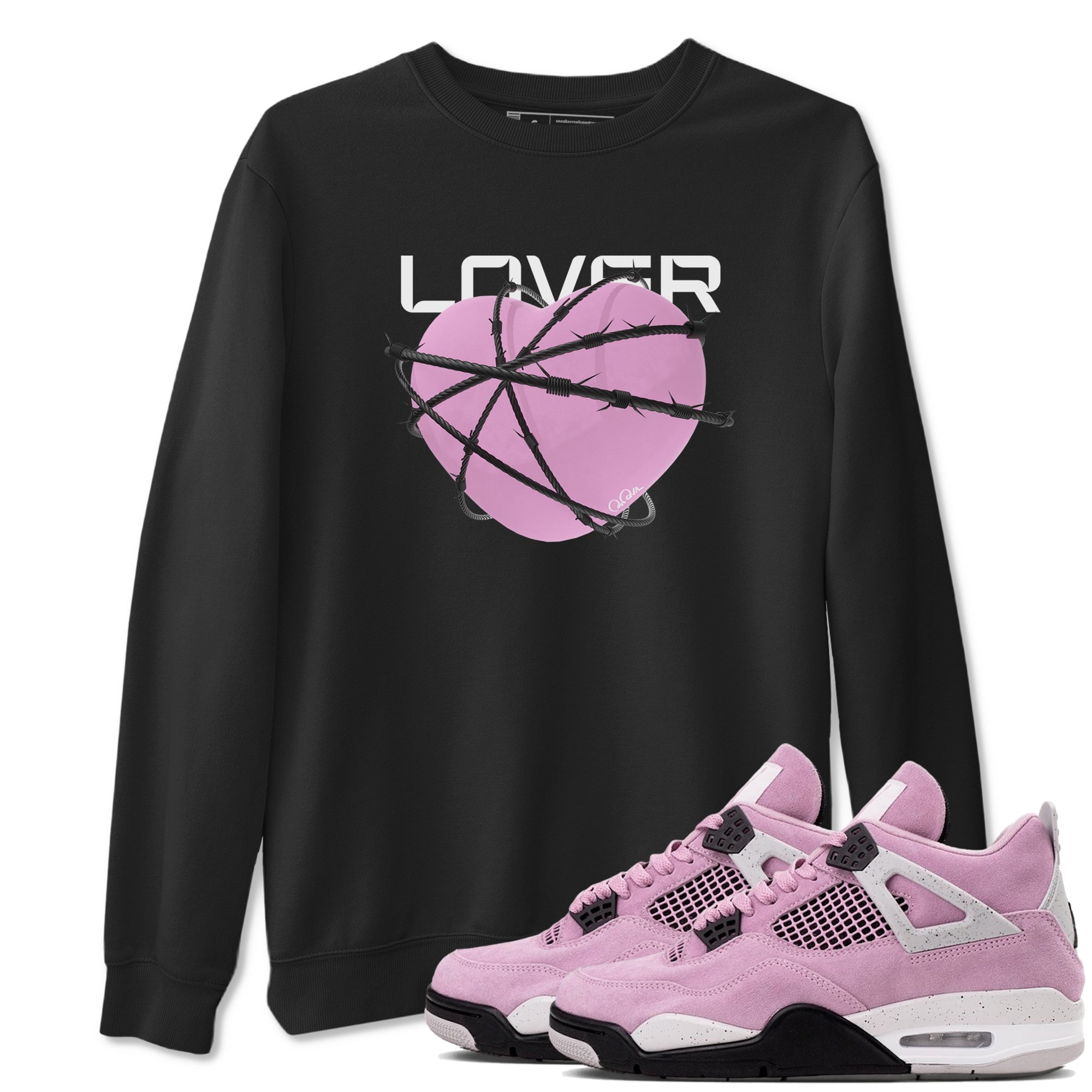 4s Retro Orchid shirts to match jordans Heart Lover sneaker match tees Air Jordan 4 WMNS Orchid match shoes to clothes Drip Gear Zone unisex cotton Black 1 shirts