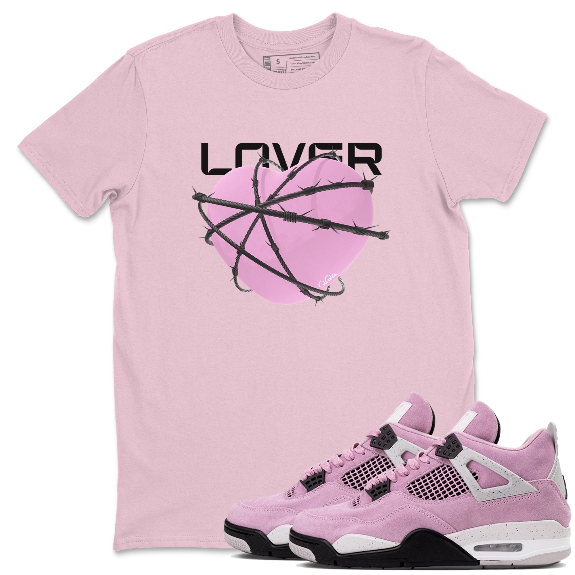 4s Retro Orchid shirts to match jordans Heart Lover sneaker match tees Air Jordan 4 WMNS Orchid match shoes to clothes Drip Gear Zone unisex cotton Pink 1 shirts