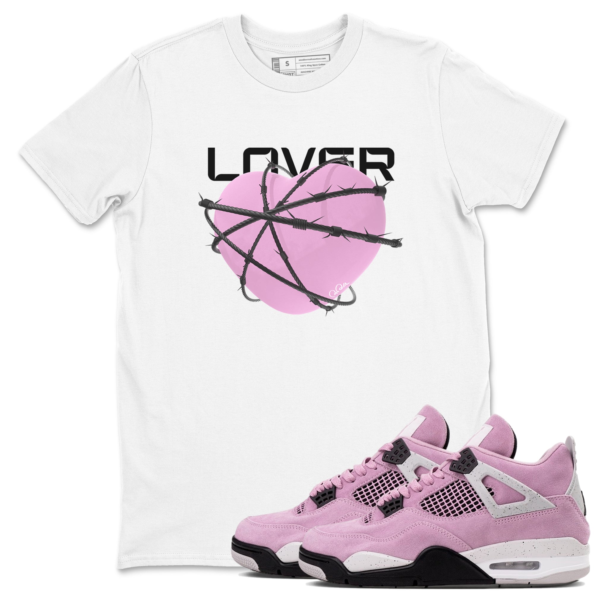 4s Retro Orchid shirts to match jordans Heart Lover sneaker match tees Air Jordan 4 WMNS Orchid match shoes to clothes Drip Gear Zone unisex cotton White 1 shirts