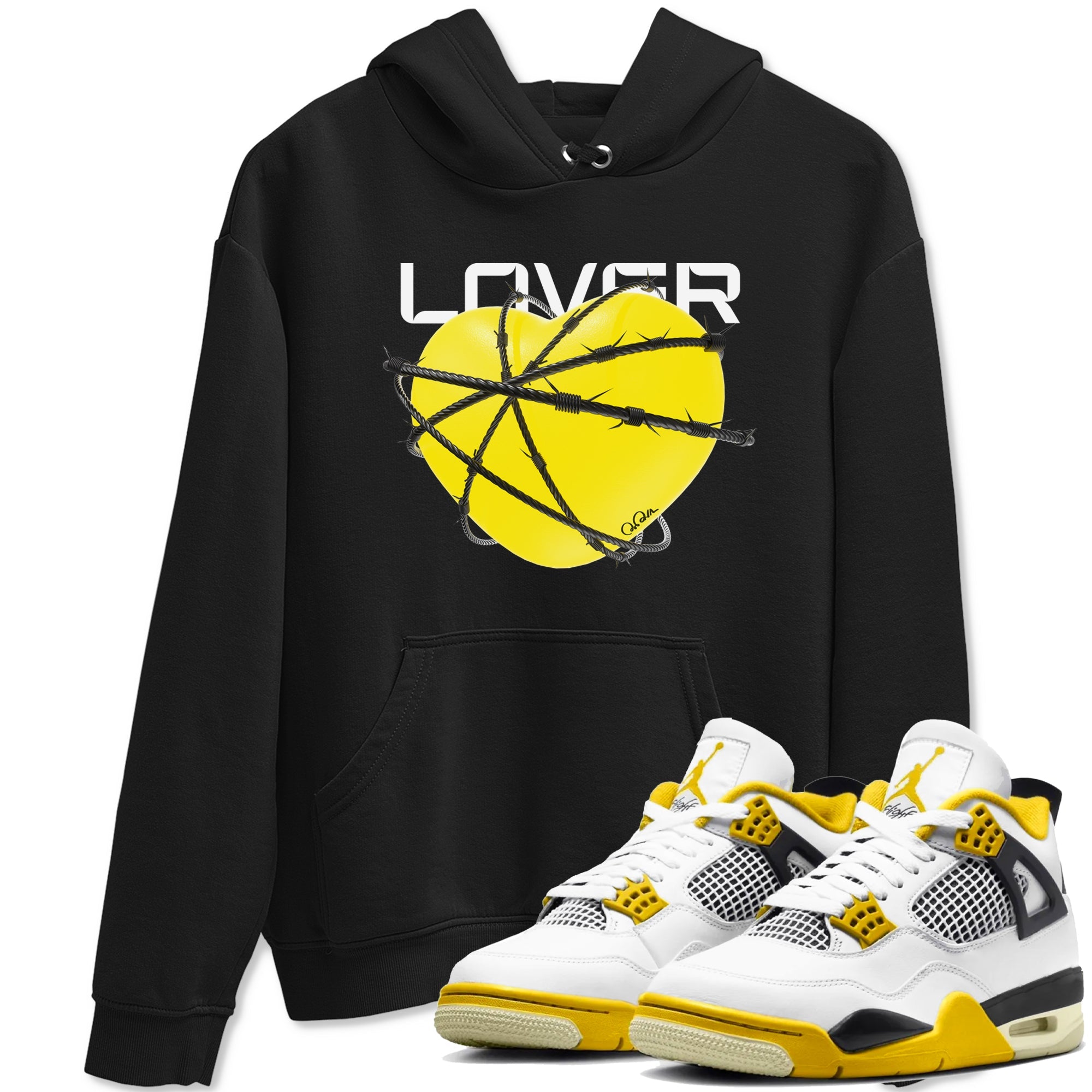 AJ4 Vivid Sulfur shirt to match jordans Heart Lover sneaker tees Air Jordan 4 Vivid Sulfur Drip Gear Zone unisex cotton Black 1 crew neck shirt