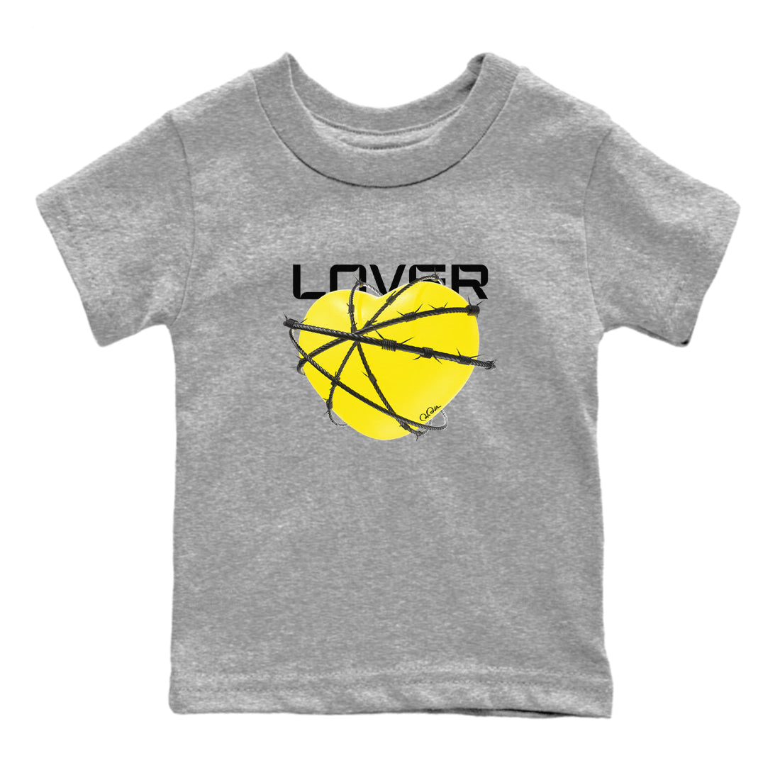 AJ4 Vivid Sulfur shirt to match jordans Heart Lover sneaker tees Air Jordan 4 Vivid Sulfur Drip Gear Zone baby toddler Heather Grey 2 cotton Shirt