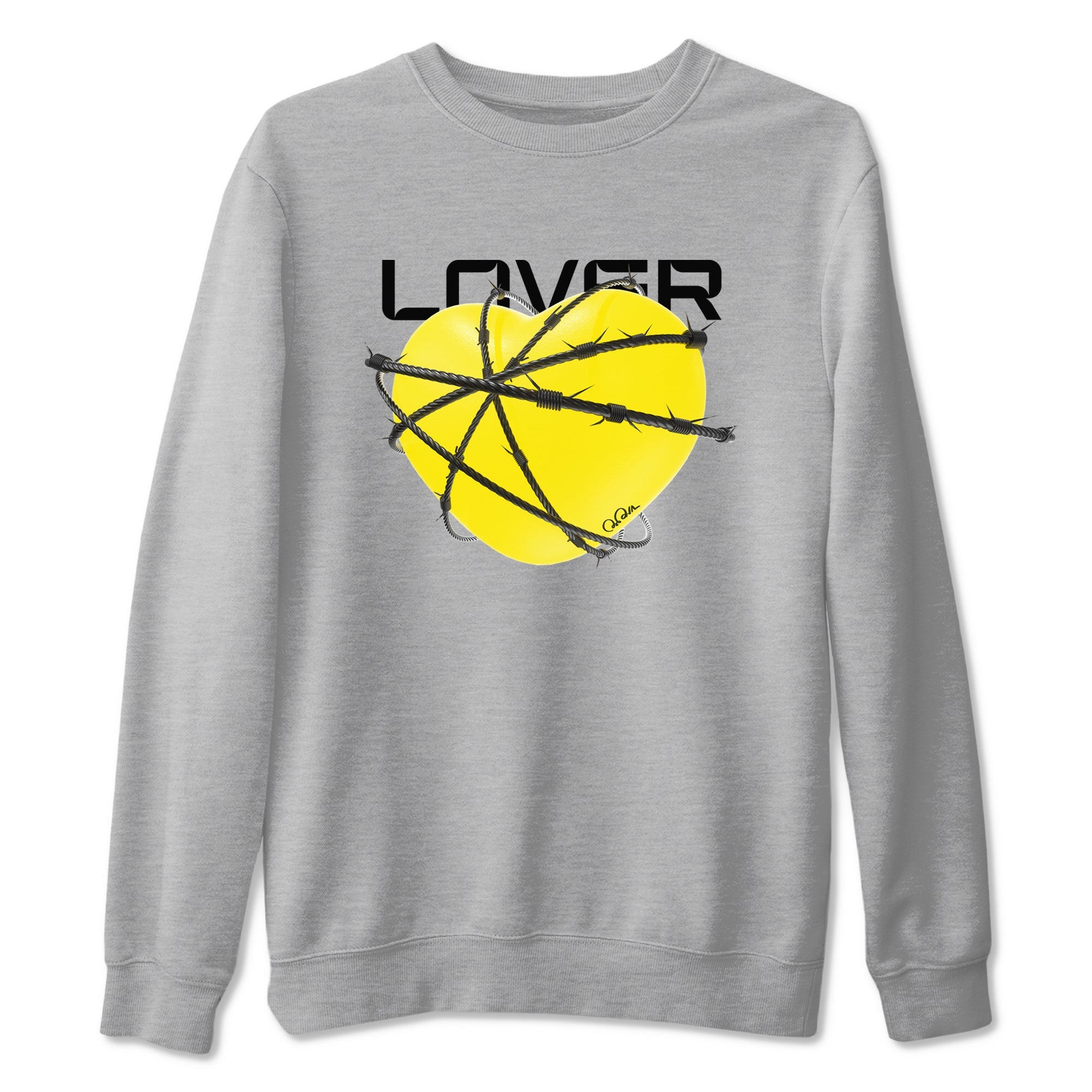 AJ4 Vivid Sulfur shirt to match jordans Heart Lover sneaker tees Air Jordan 4 Vivid Sulfur Drip Gear Zone unisex cotton Heather Grey 2 crew neck shirt